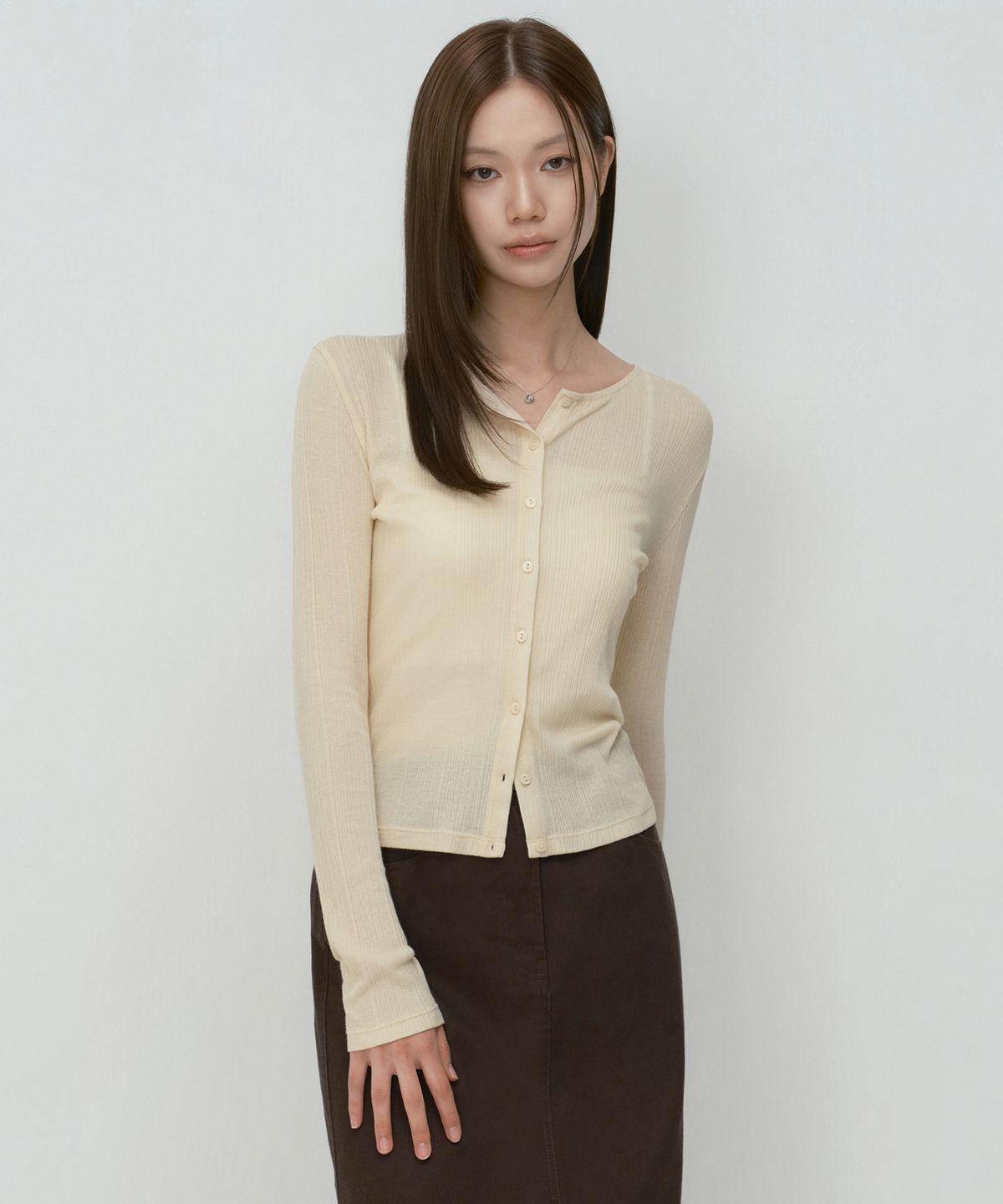 무신사 스탠다드 우먼(MUSINSA STANDARD WOMAN) 우먼즈 소프트 리브드 저지 가디건 [버터 크림]
