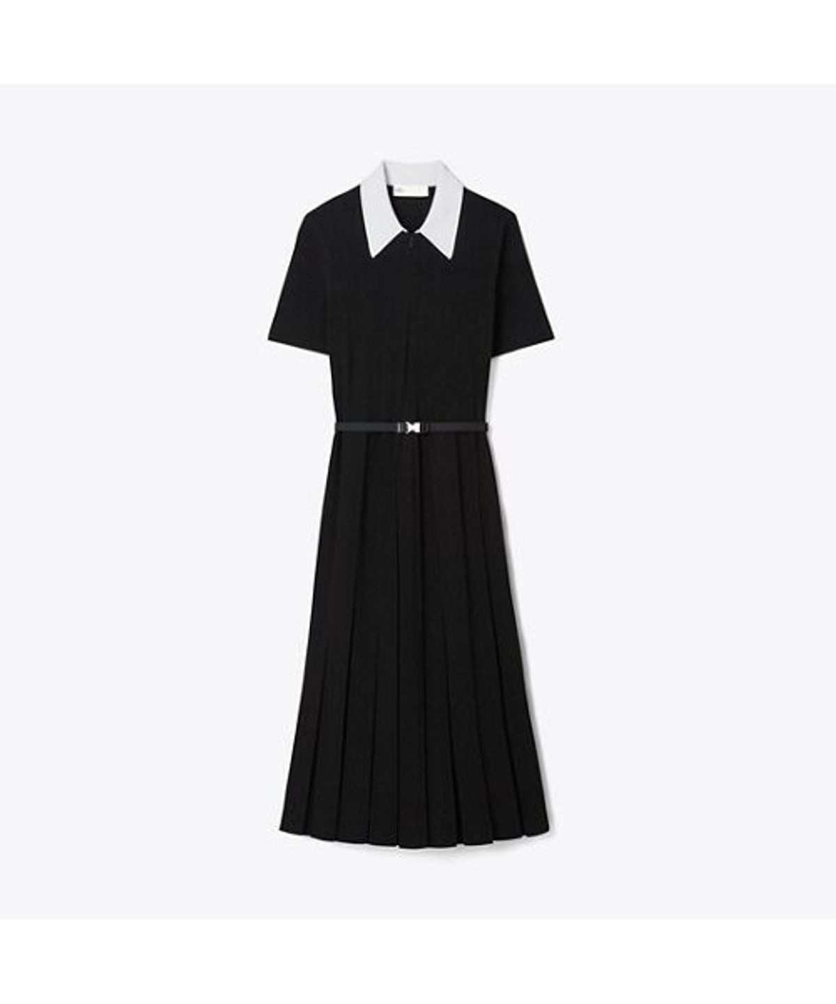 토리버치(TORYBURCH) 티 모노그램 포인텔 플리츠 드레스 - 블랙 / 화이트