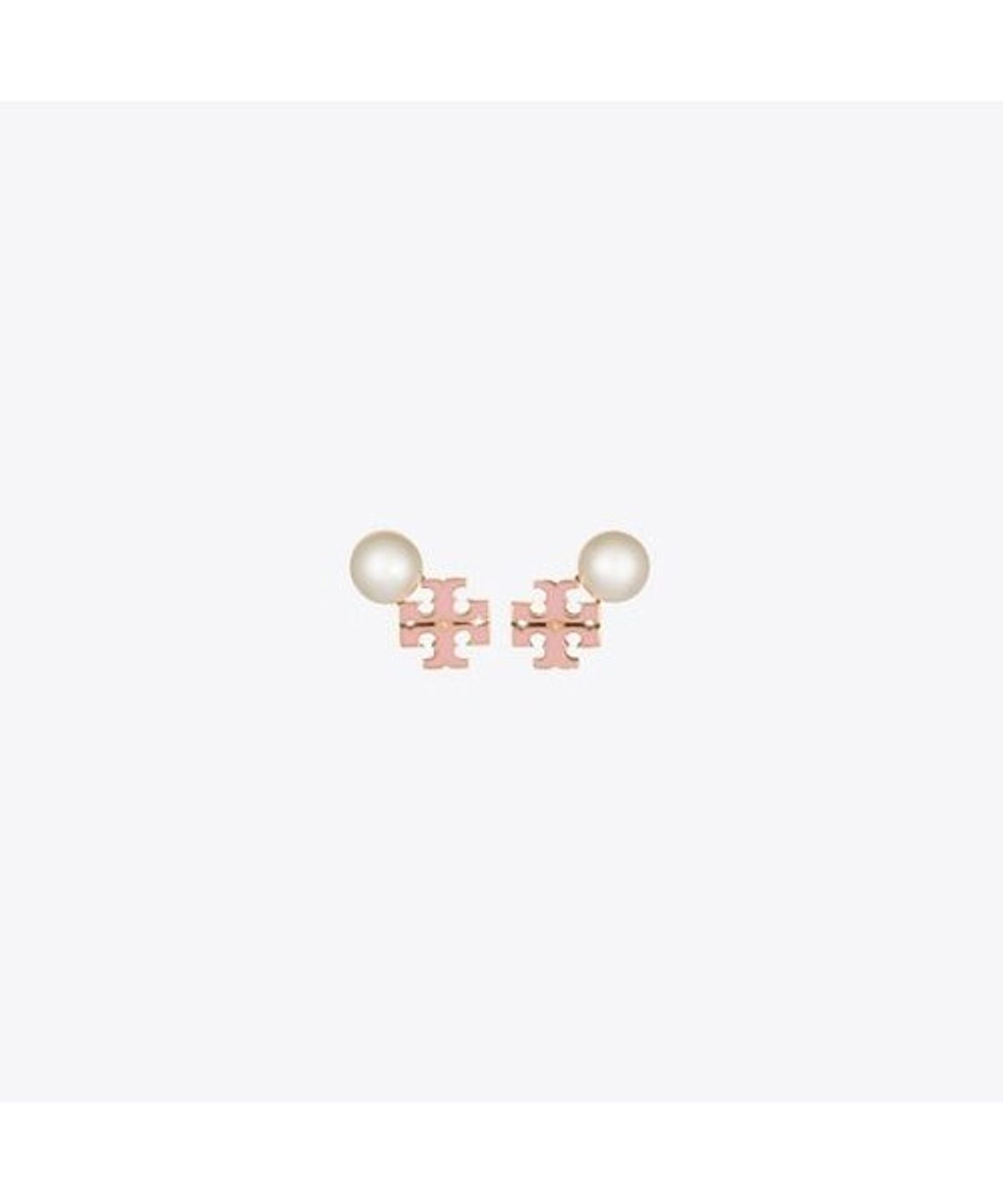 토리버치(TORYBURCH) 문댄스 로고 앤 펄 스터드 이어링 - 토리 골드 / 펄 / 핑크