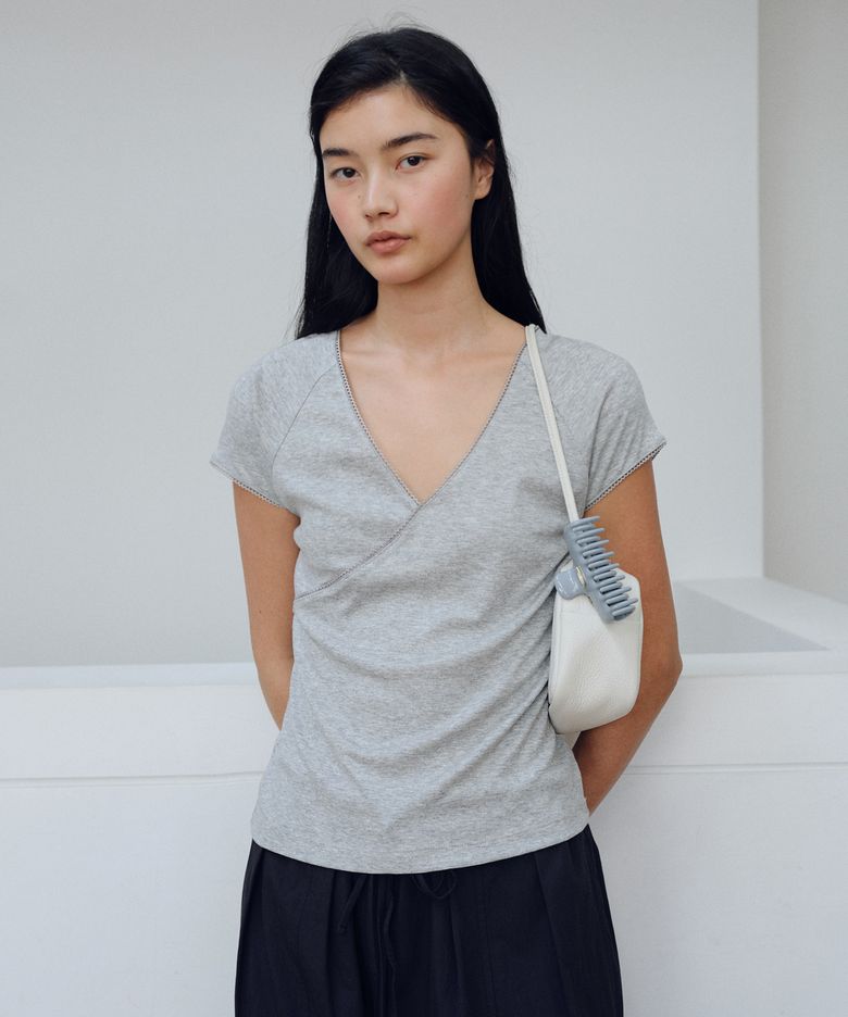 Lace line cap sleeve t-shirt