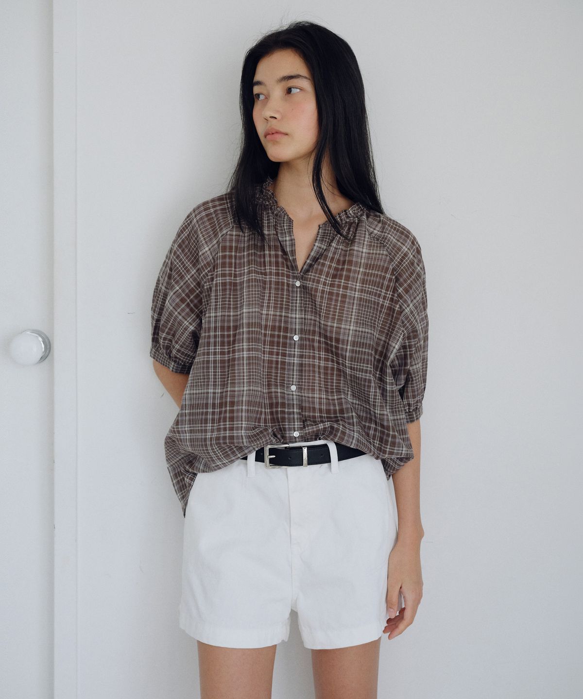유라고(URAGO) Check frill blouse