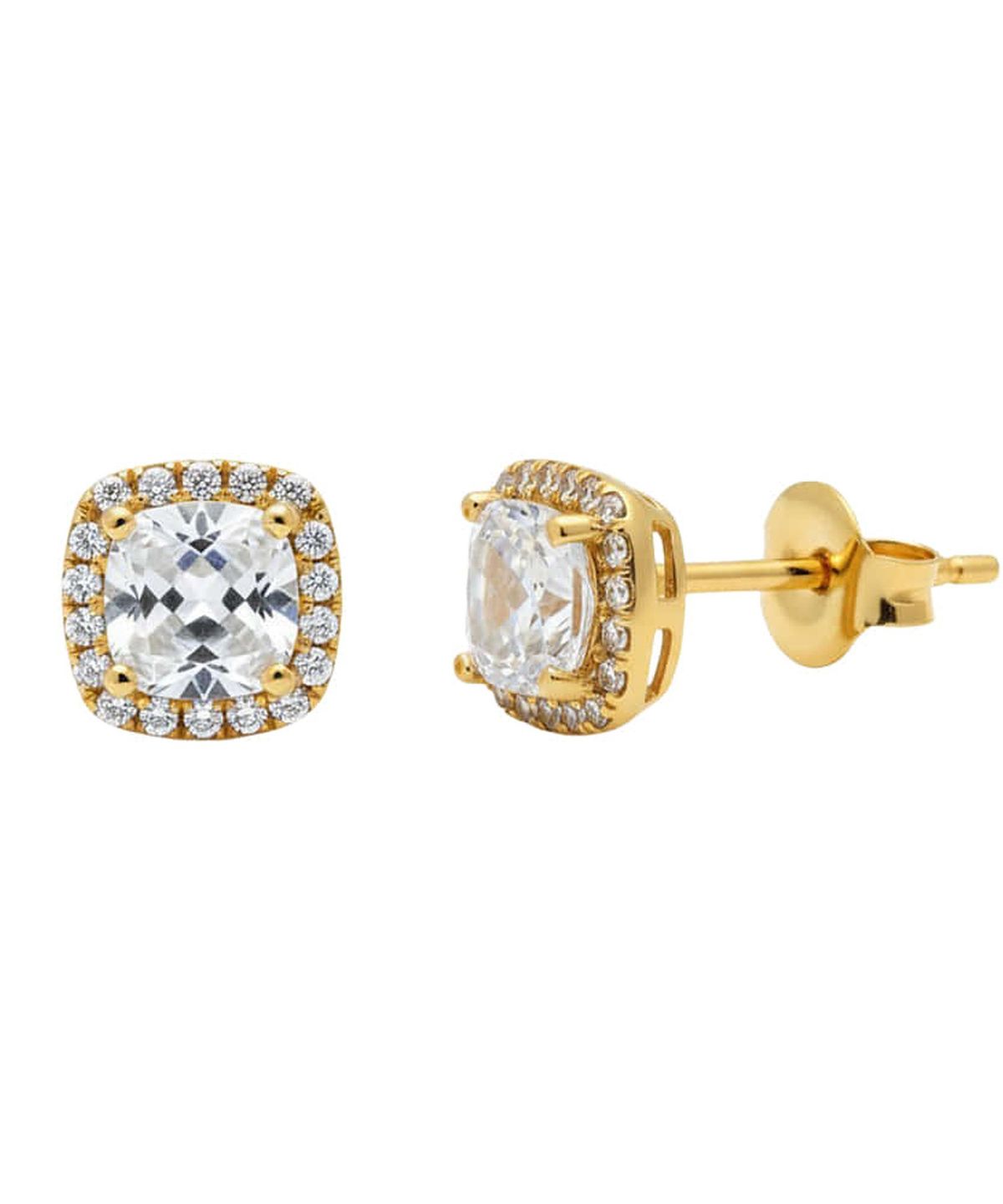 올은(ALLEUN) 실버925 사각 큐빅 포인트 은 귀걸이 볼드