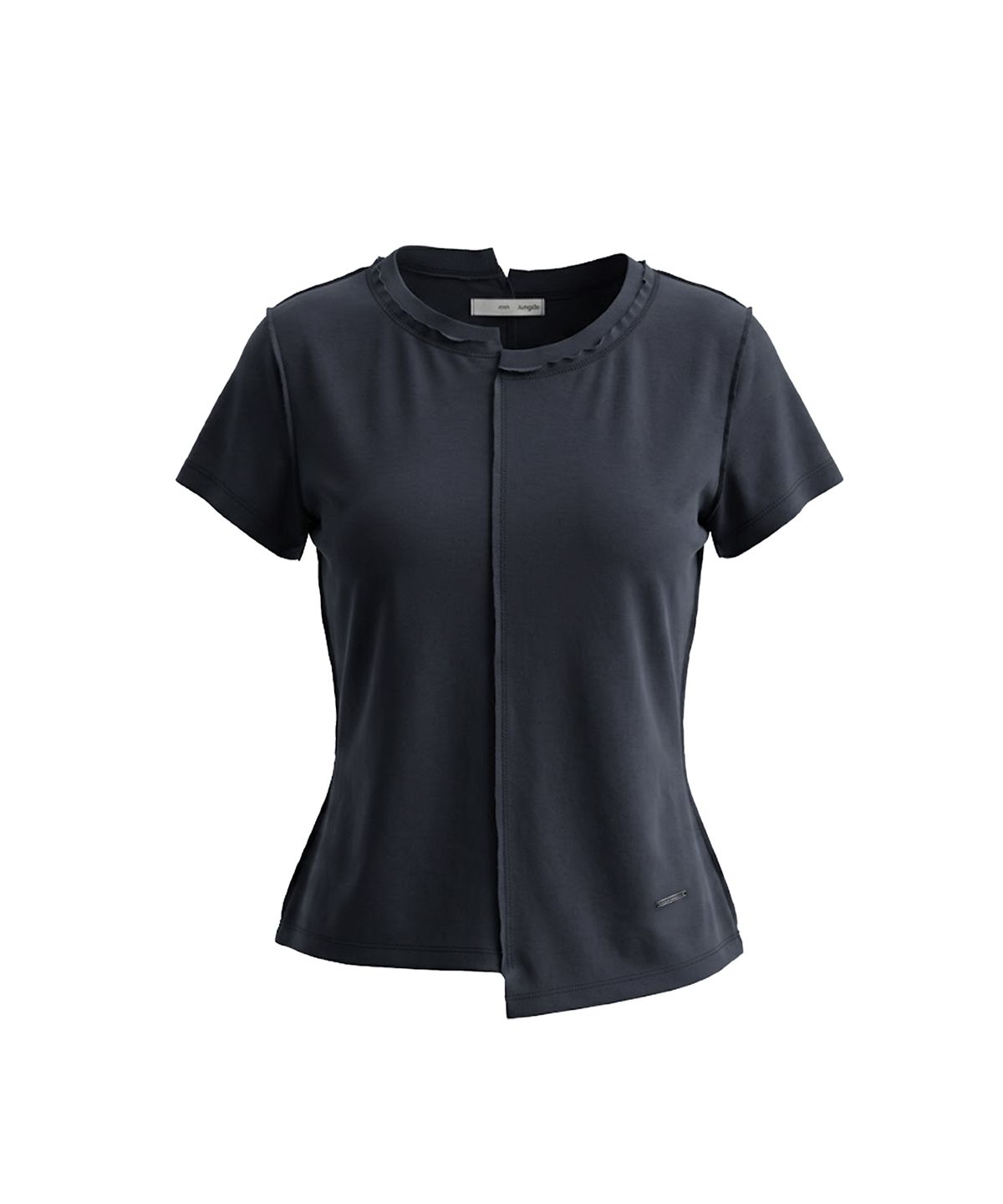 정도(JUNGDO) OFFSET HALF RAW TEE . DARK NAVY
