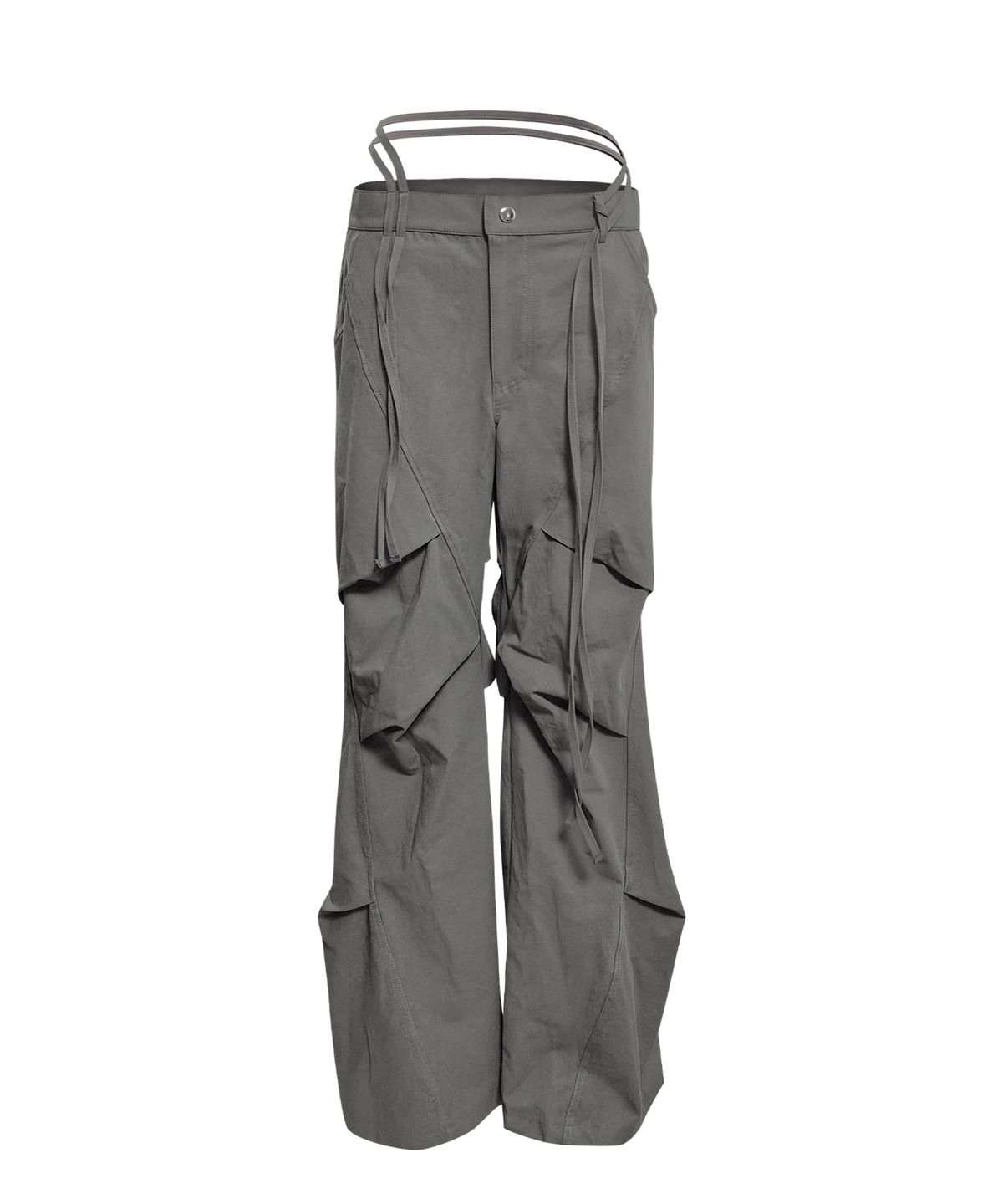 정도(JUNGDO) PELVIC STRAP CURVED PANTS . ASH GREY