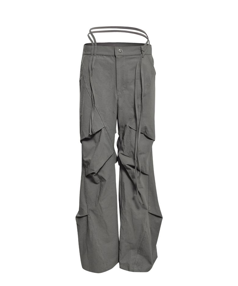 PELVIC STRAP CURVED PANTS . ASH GREY