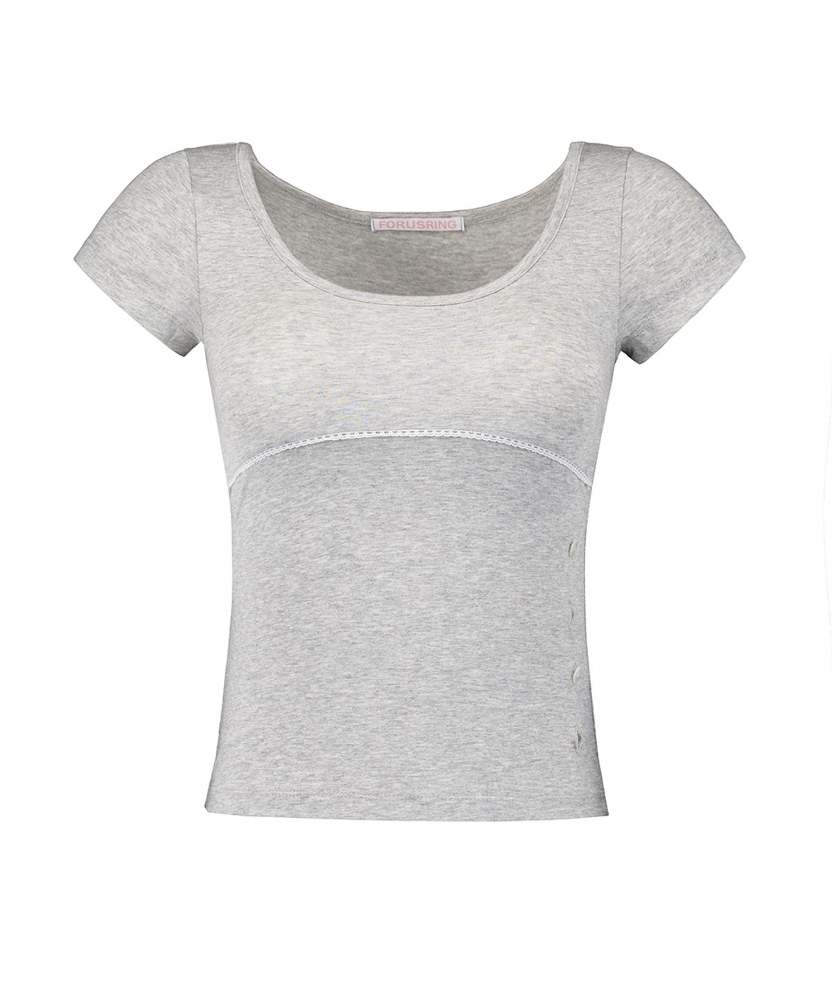포어링(FORUSRING) Twinny button tee (melange grey)