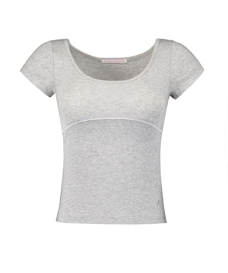 Twinny button tee (melange grey)