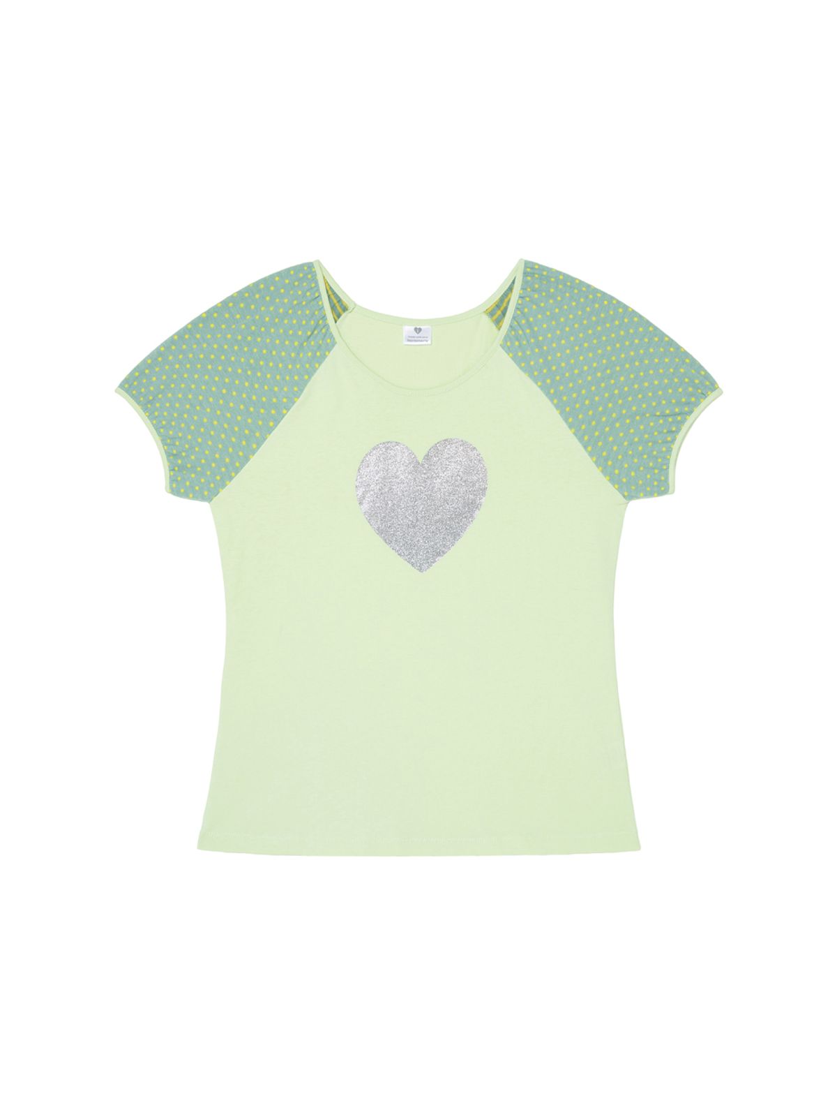 아이썸머리(ISUMMERLY) Heart glitter T-shirt - Green (하트 글리터 티셔츠 연두)