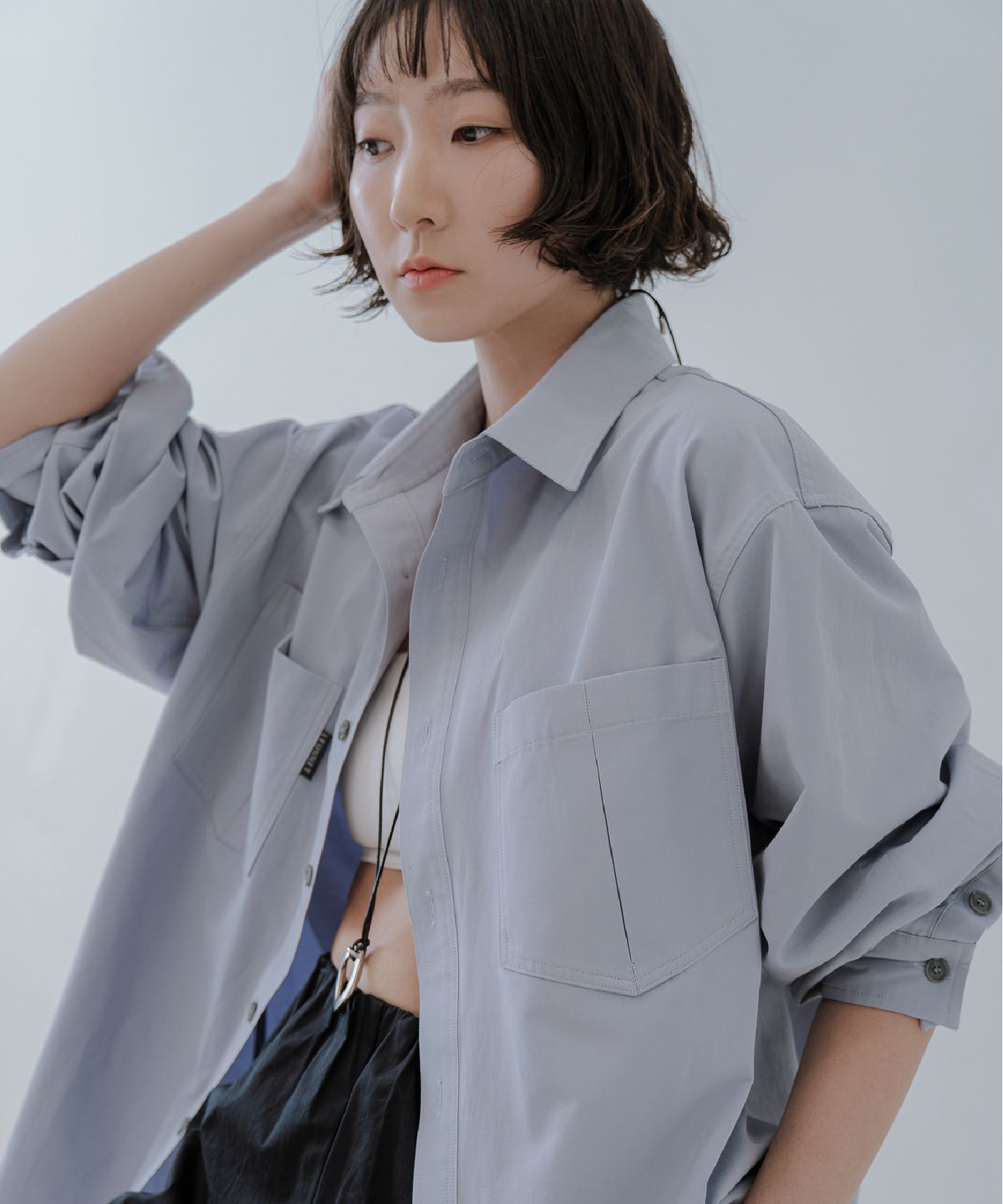 른넷(LEUNNET) 모븐 더블 포켓 셔츠 (Morven Double Pocket Shirt) / Blue Gray