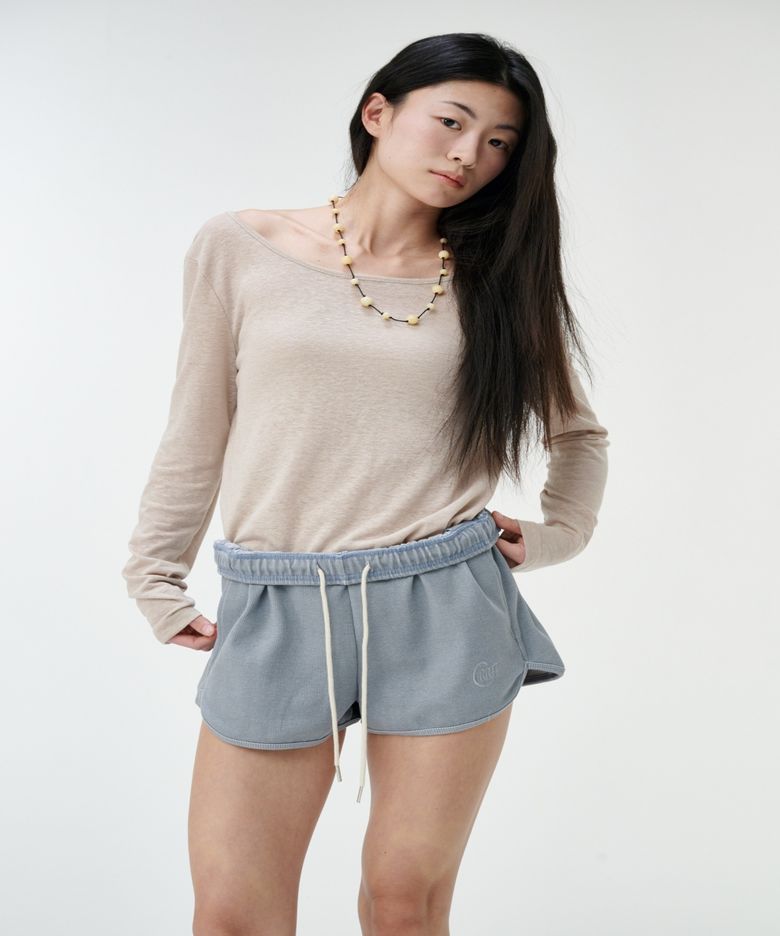 Natural Linen Blend Printed T-shirt, Sand Beige