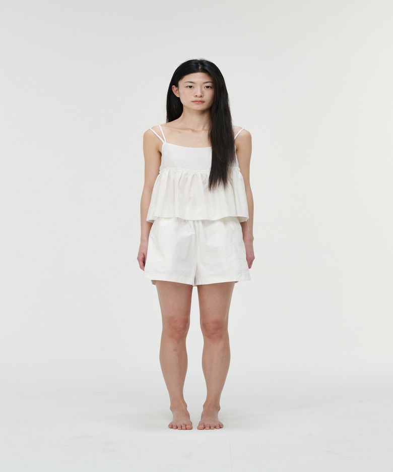 Butter Cotton Slit Shorts, White