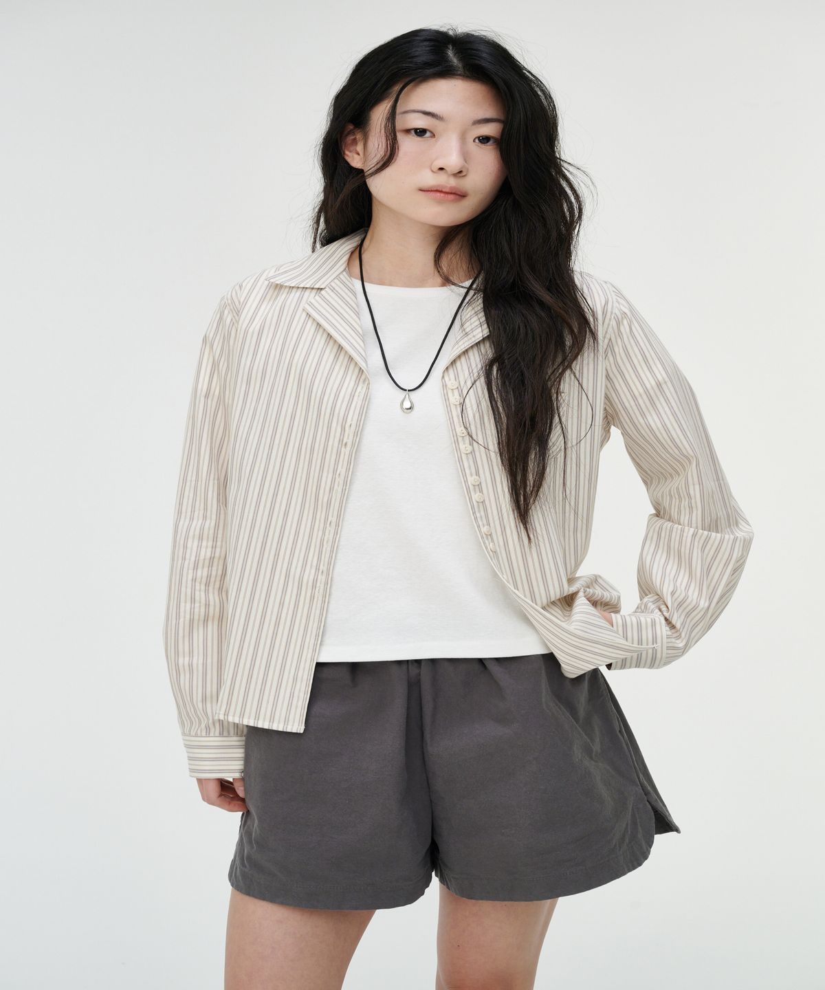 까롯(CARROTTE) Vintage Slub Cotton Ribbed Tee, White