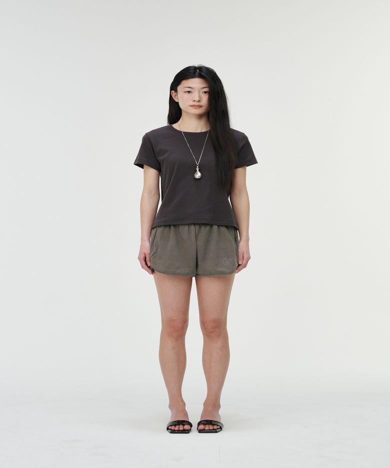 Pigment Ribbed Logo Shorts, Dusty Charcoal
