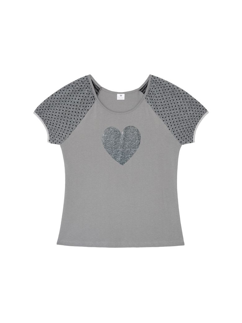 Heart glitter T-shirt - Gray (하트 글리터 티셔츠 그레이)
