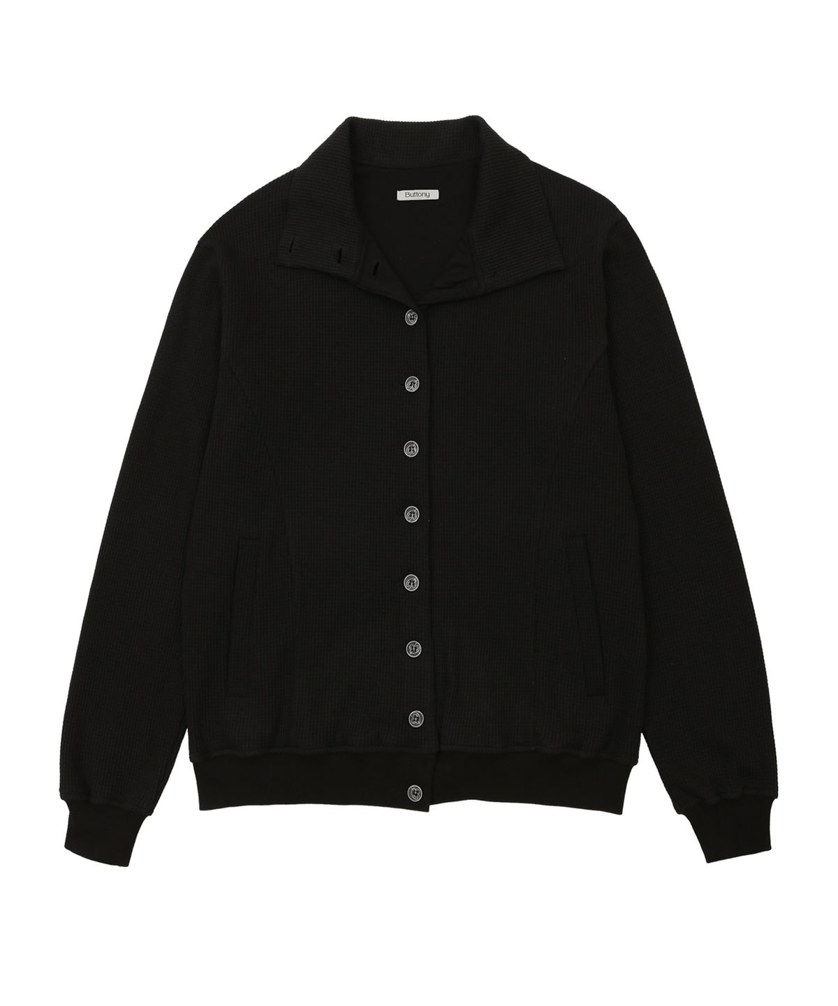 버터니(BUTTONY) BUTTON WAFFLE ZIP-UP (BLACK)