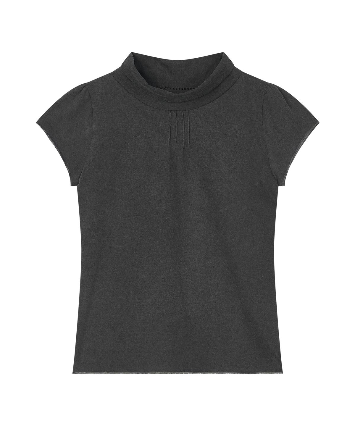 버터니(BUTTONY) HALF-NECK PINTUCK SHORT SLEEVE T-SHIRT (CHARCOAL)