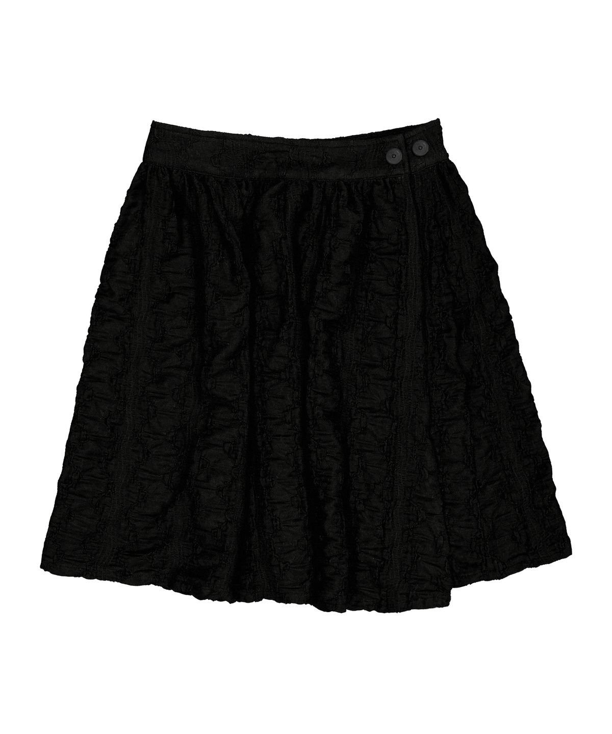 버터니(BUTTONY) WRINKLE TEXTURE MIDI WRAP SKIRT (BLACK)