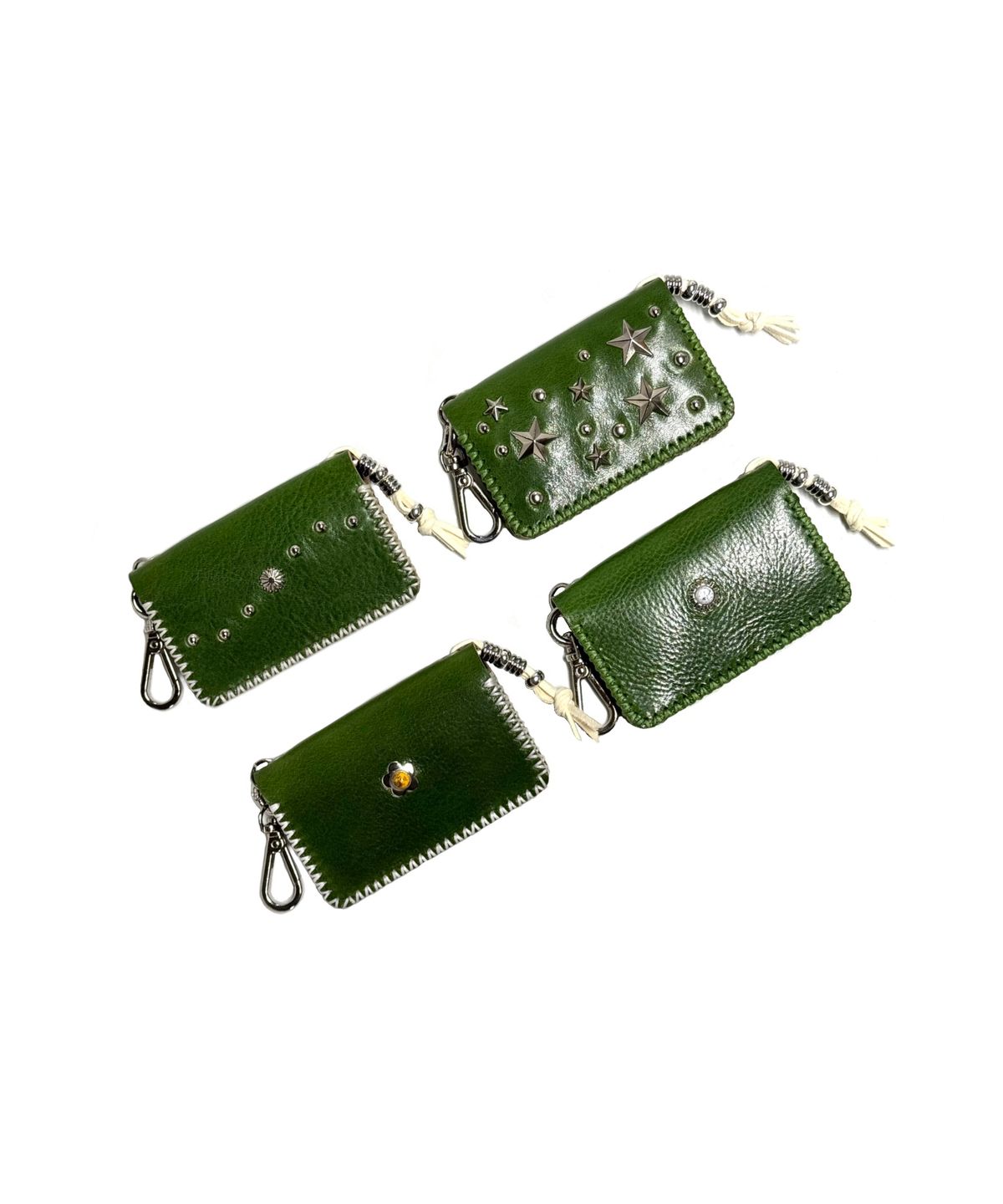 페이즈(FAZE) X CARD WALLET - GREEN 4STUDS TYPE
