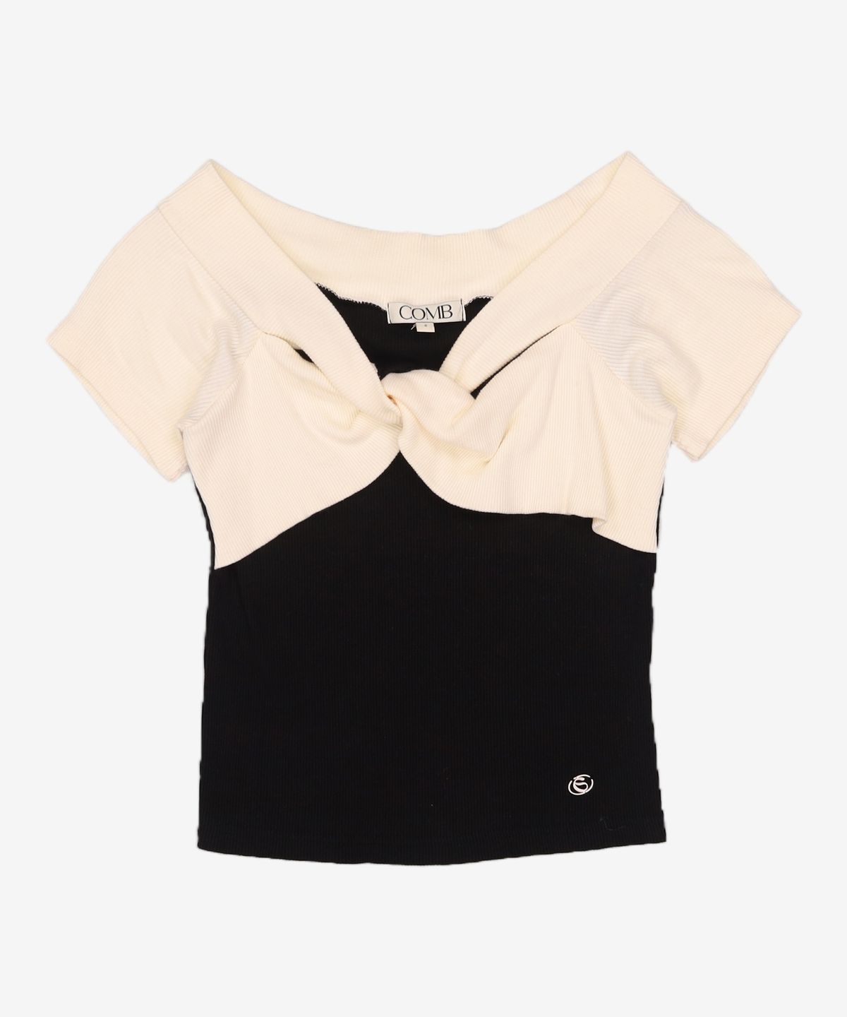 콤 스튜디오(COMBSTUDIO) CO OFF SHOULDER HALF JERSEY TOP_NAVY S