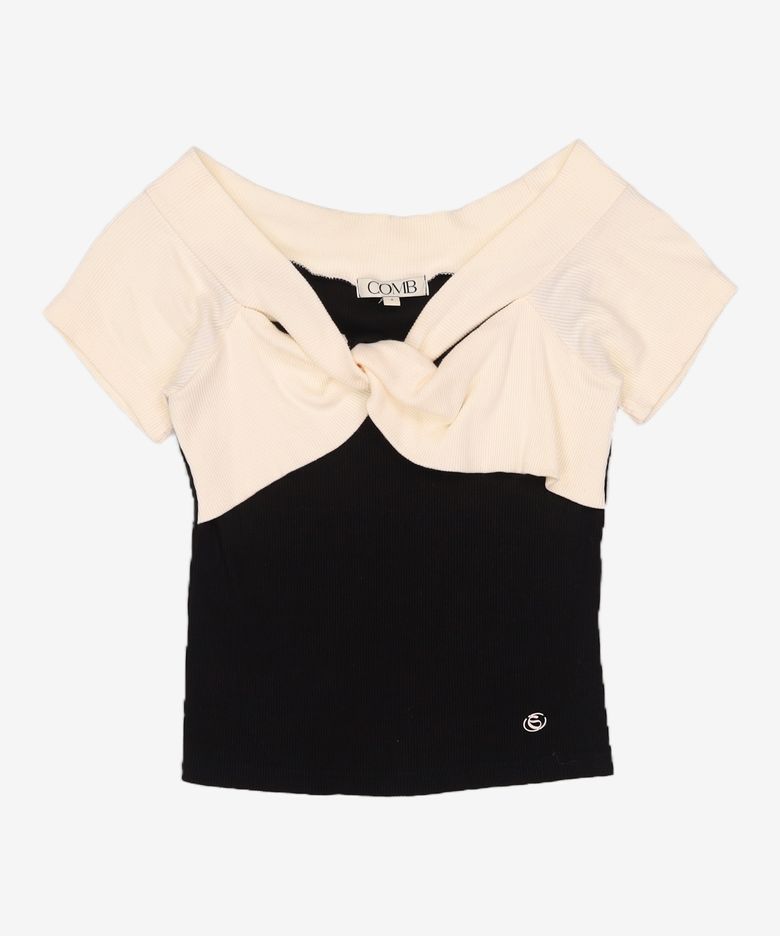 CO OFF SHOULDER HALF JERSEY TOP_NAVY S