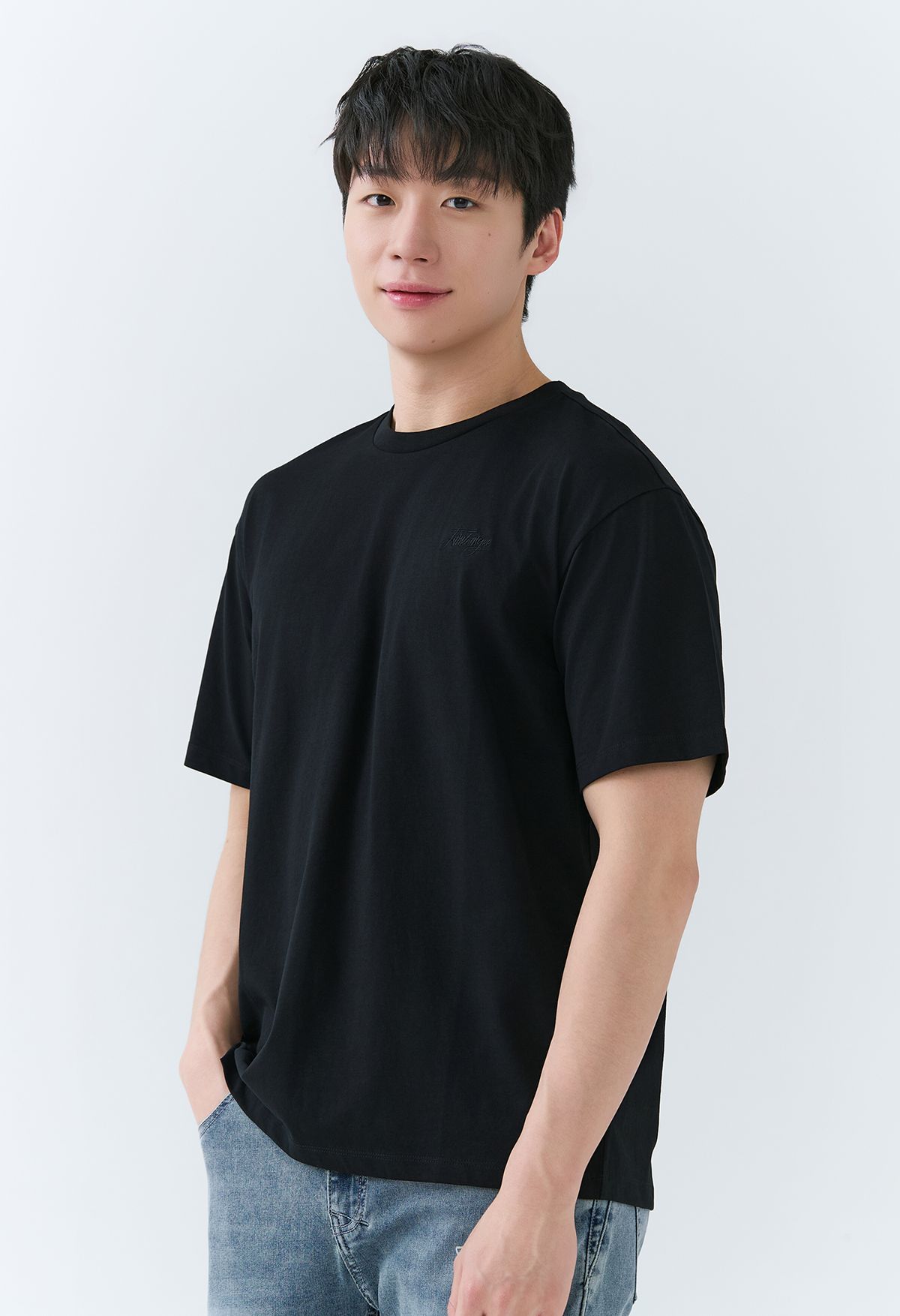 잠뱅이(JAMBANGEE) [26SS] 남성) 소로나 잠뱅이 자수 세미오버핏 반팔 티셔츠 AQ2WTS412-BK