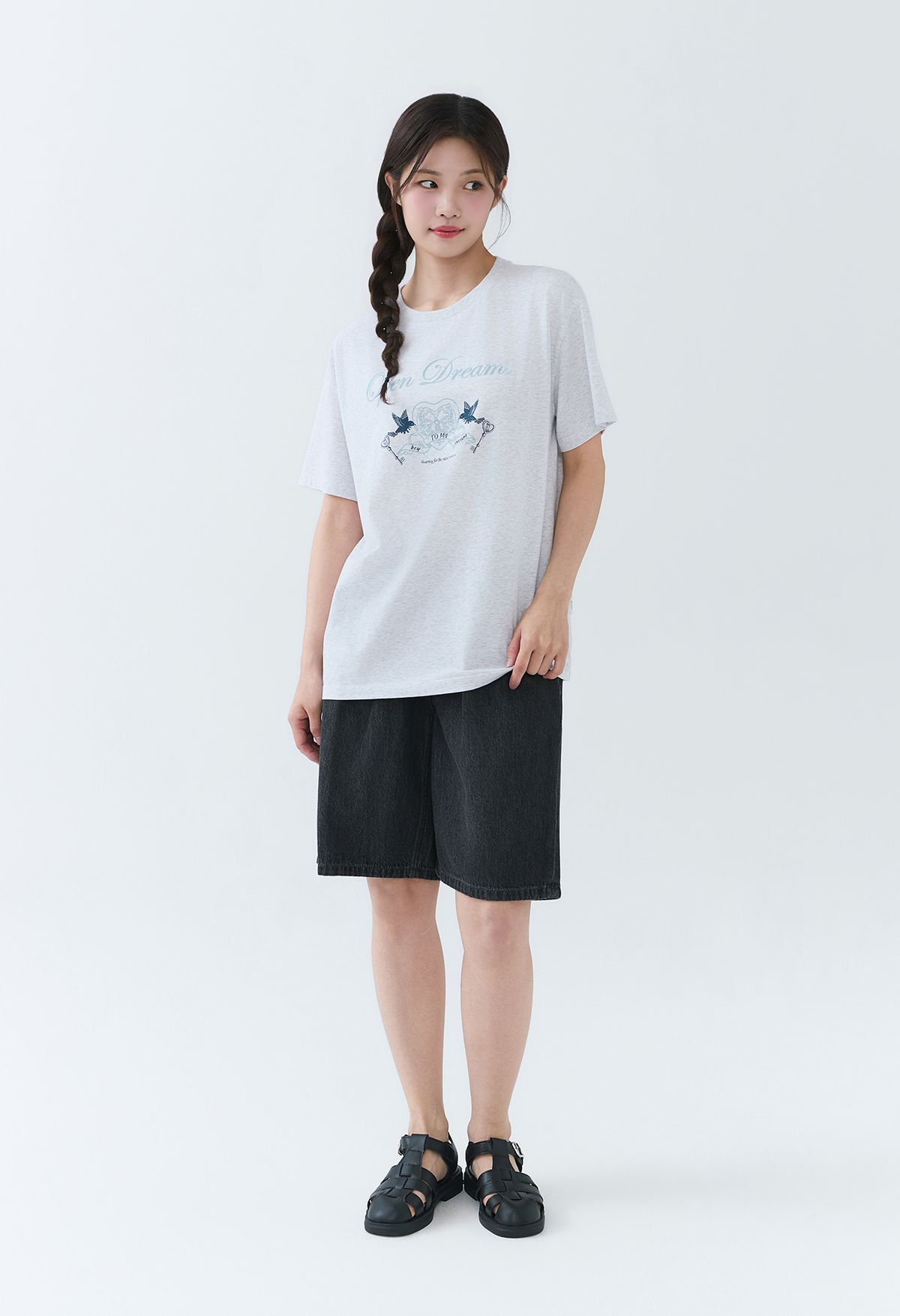 잠뱅이(JAMBANGEE) [26SS] 여성) 텐셀 블랙 난스판 올밴딩 턱 디테일 와이드핏 4부 AQ2DL4374-BK