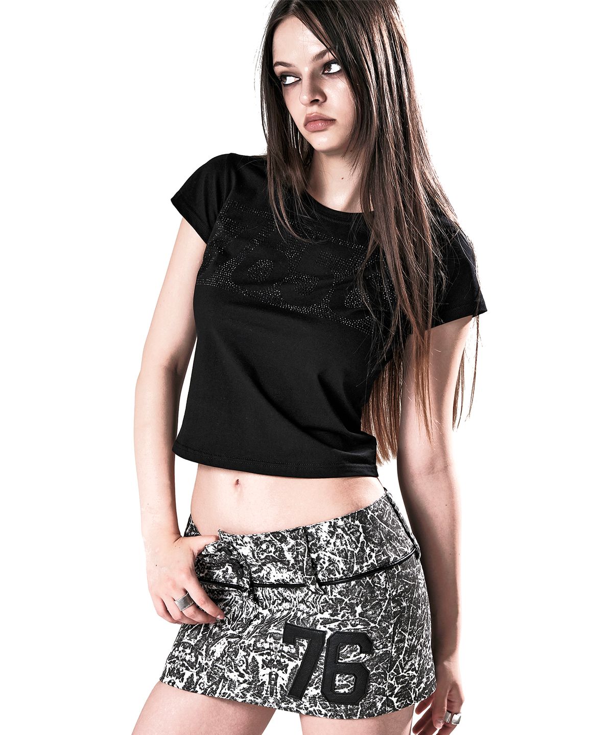 이양(EYANG) 7656 HOTFIX T-SHIRT BLACK