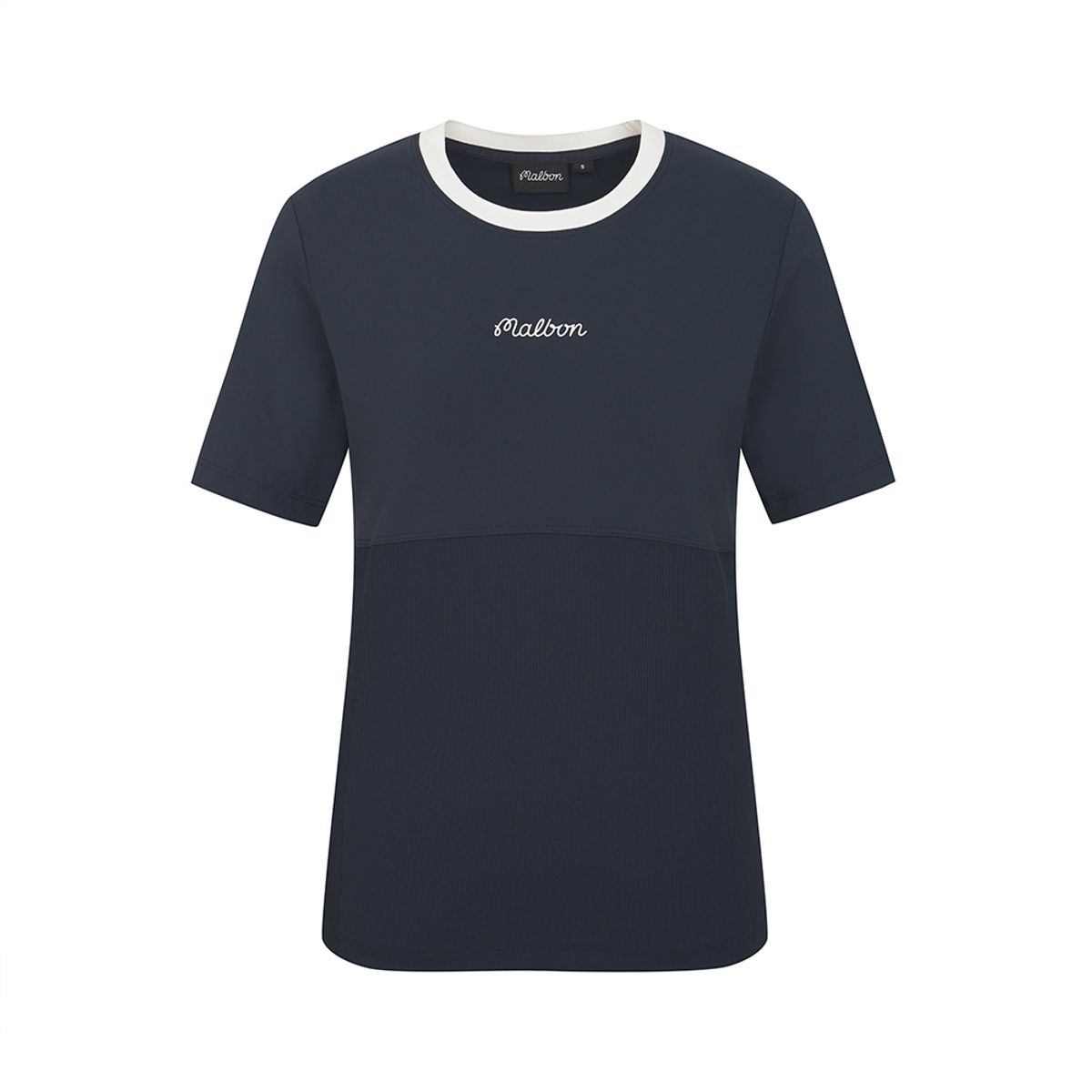 말본 골프(MALBON GOLF) 컬러드 넥 라운드 티셔츠 NAVY (WOMAN)