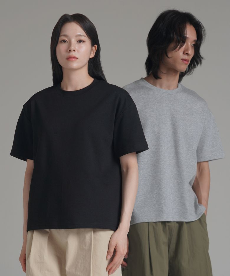 [2PACK] 루즈핏 크롭 이지 숏 슬리브  (4COLOR)