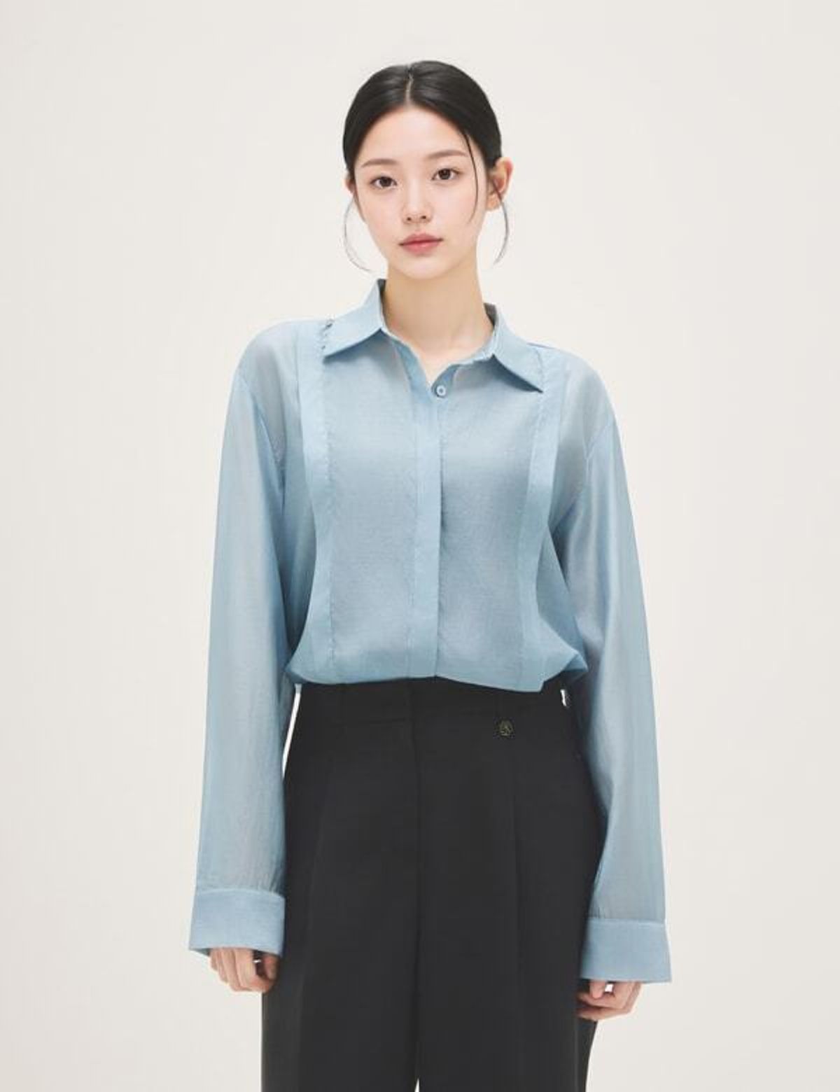 로엠(ROEM) RE 턱 디테일 시스루 셔츠(RMYWG24RTA) RMYWG26RT2