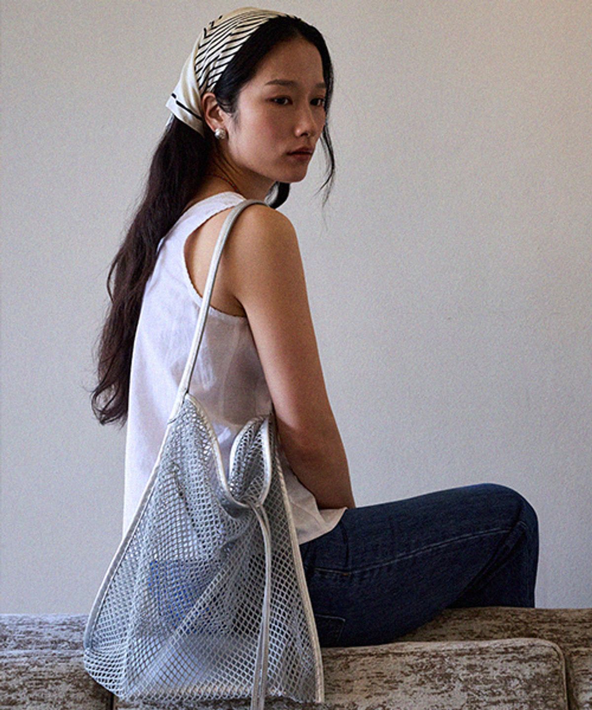 드메이커(DEMAKER) Mesh bag-silver