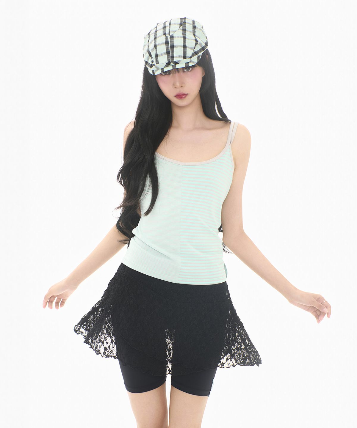 미레코(MIRECO) LACE LAYER WRAP SKORT BLACK
