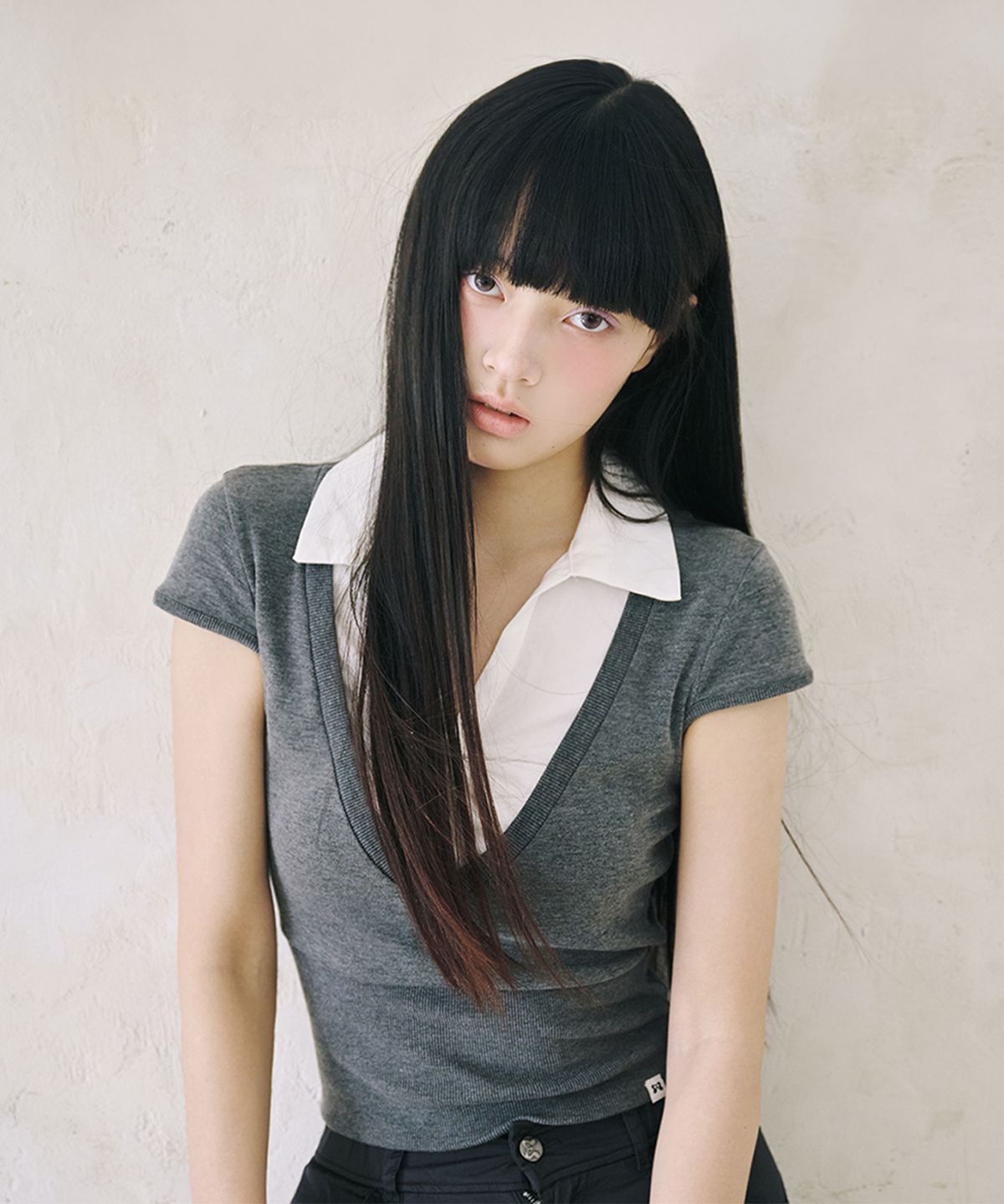 미레코(MIRECO) LAYERED COLLAR T GREY