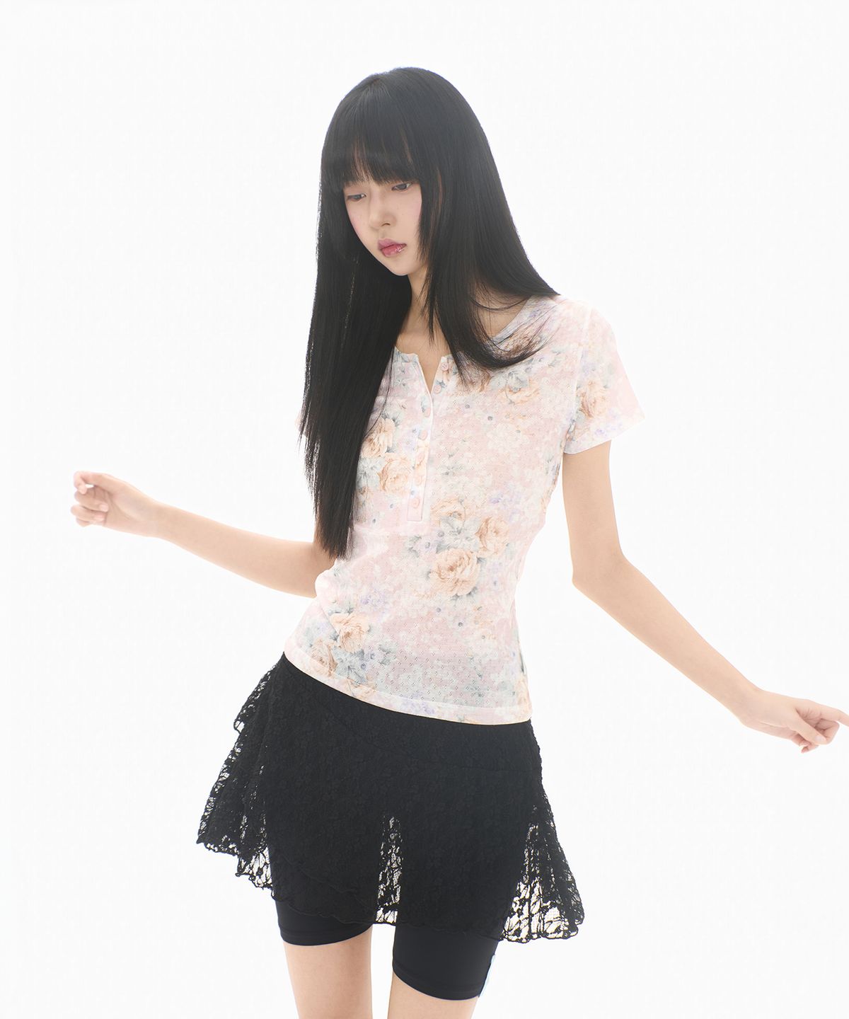 미레코(MIRECO) FLOWER BUTTON T PINK