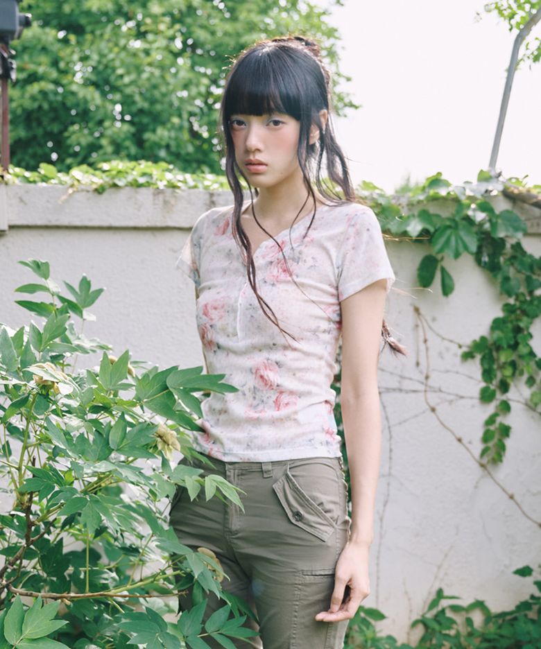 FLOWER BUTTON T IVORY