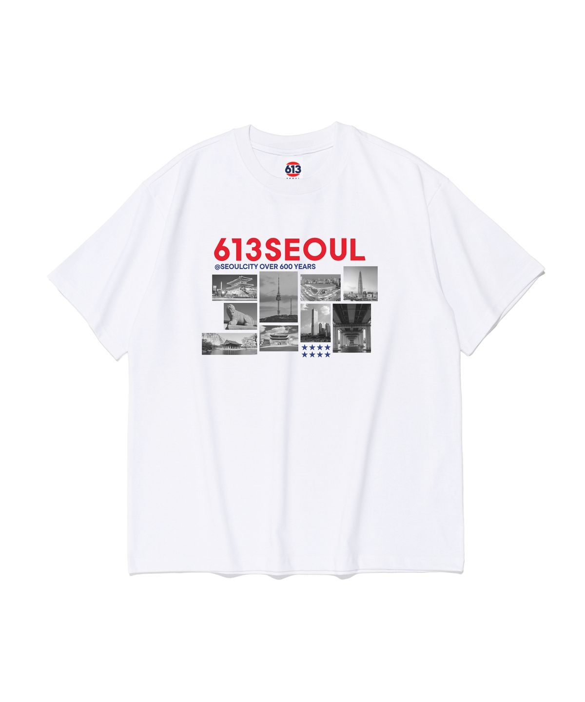 613서울(613SEOUL) 613 서울 시티 프레임 그래픽 반팔 티셔츠 (화이트)