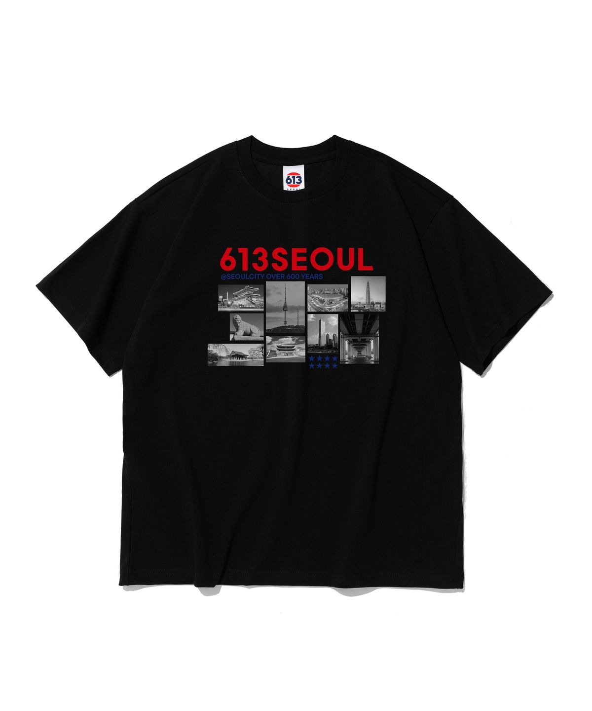 613서울(613SEOUL) 613 서울 시티 프레임 그래픽 반팔 티셔츠 (블랙)