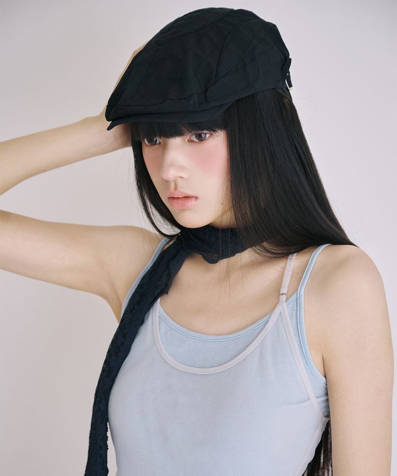 CHECK NEWSBOY CAP BLACK