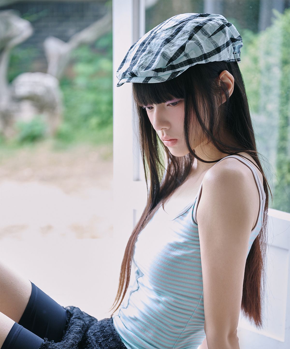미레코(MIRECO) CHECK NEWSBOY CAP MINT