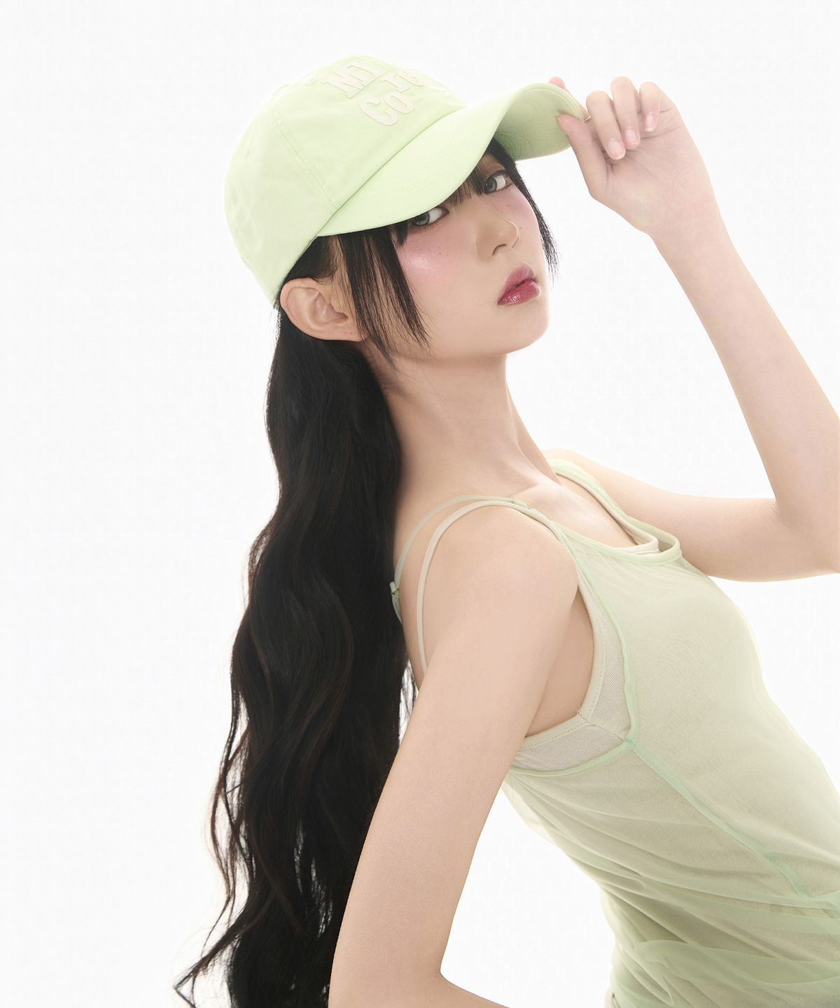 미레코(MIRECO) SOFT MESH LAYER CAMI AORI GREEN