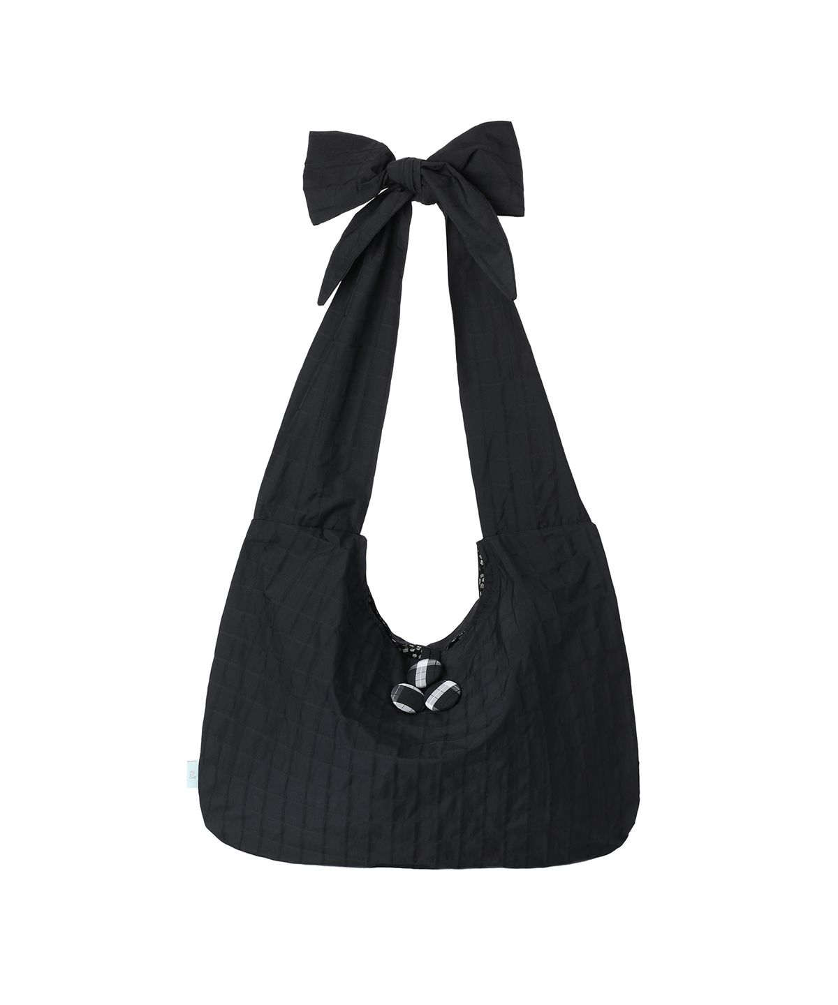 미레코(MIRECO) DOLLY RIBBON BUTTON HOBO BAG BLACK