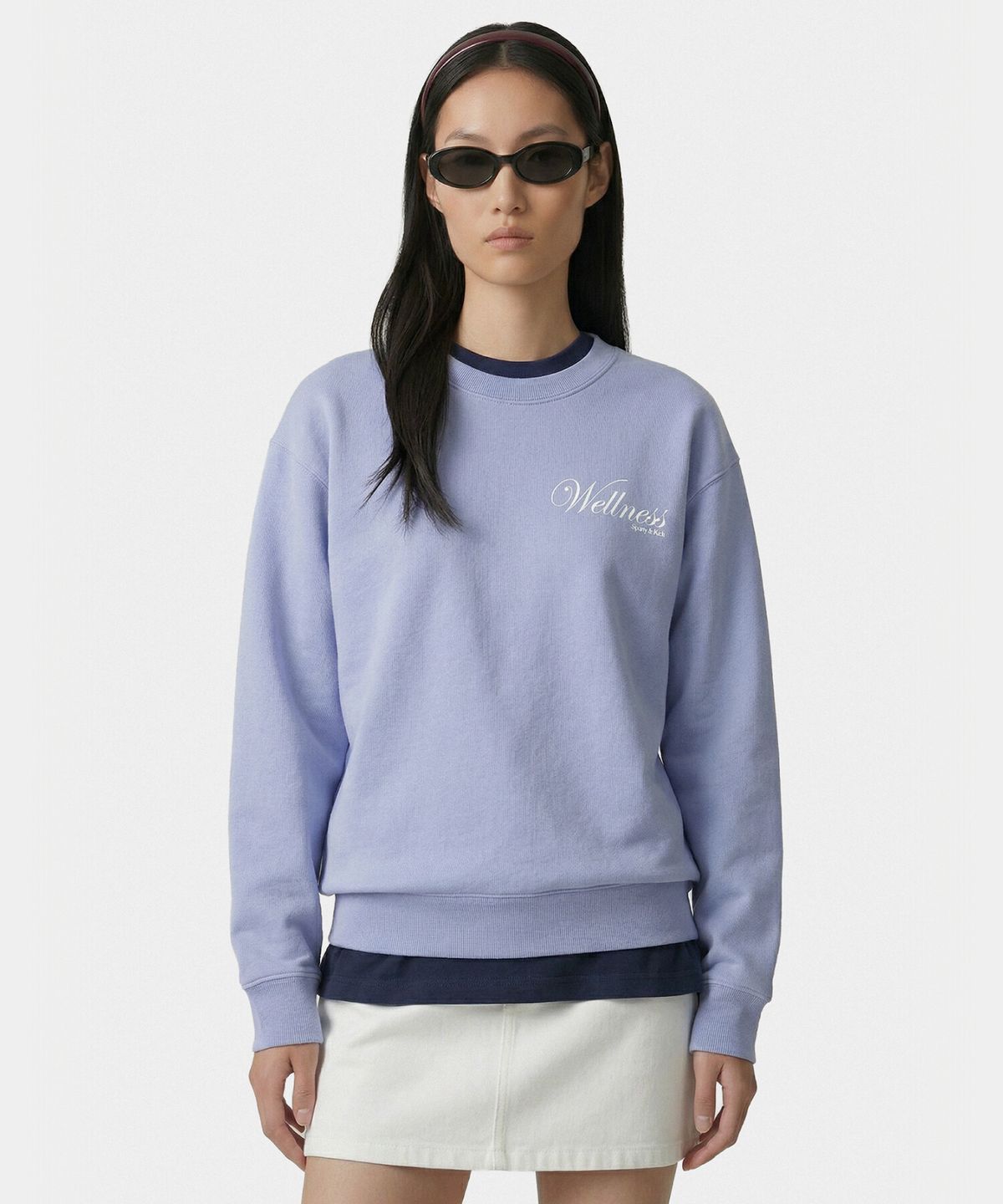 스포티앤리치(SPORTY&RICH) 에비뉴 크루넥 남여공용 - 페리윙클 R265AUW003