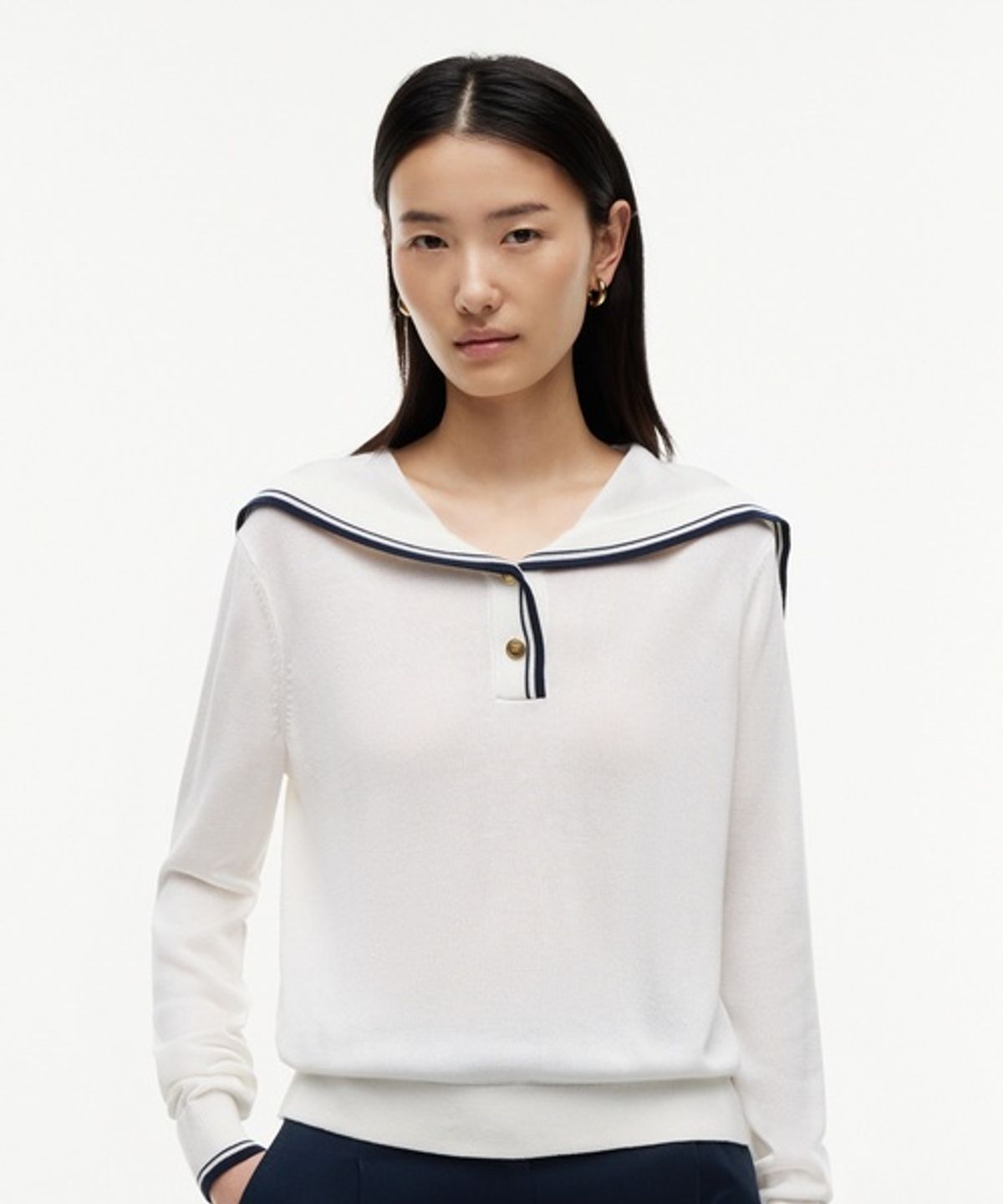타미힐피거(TOMMY HILFIGER) 실크 블렌드 세일러 티셔츠 (T22G6KTO012WT1Z00)