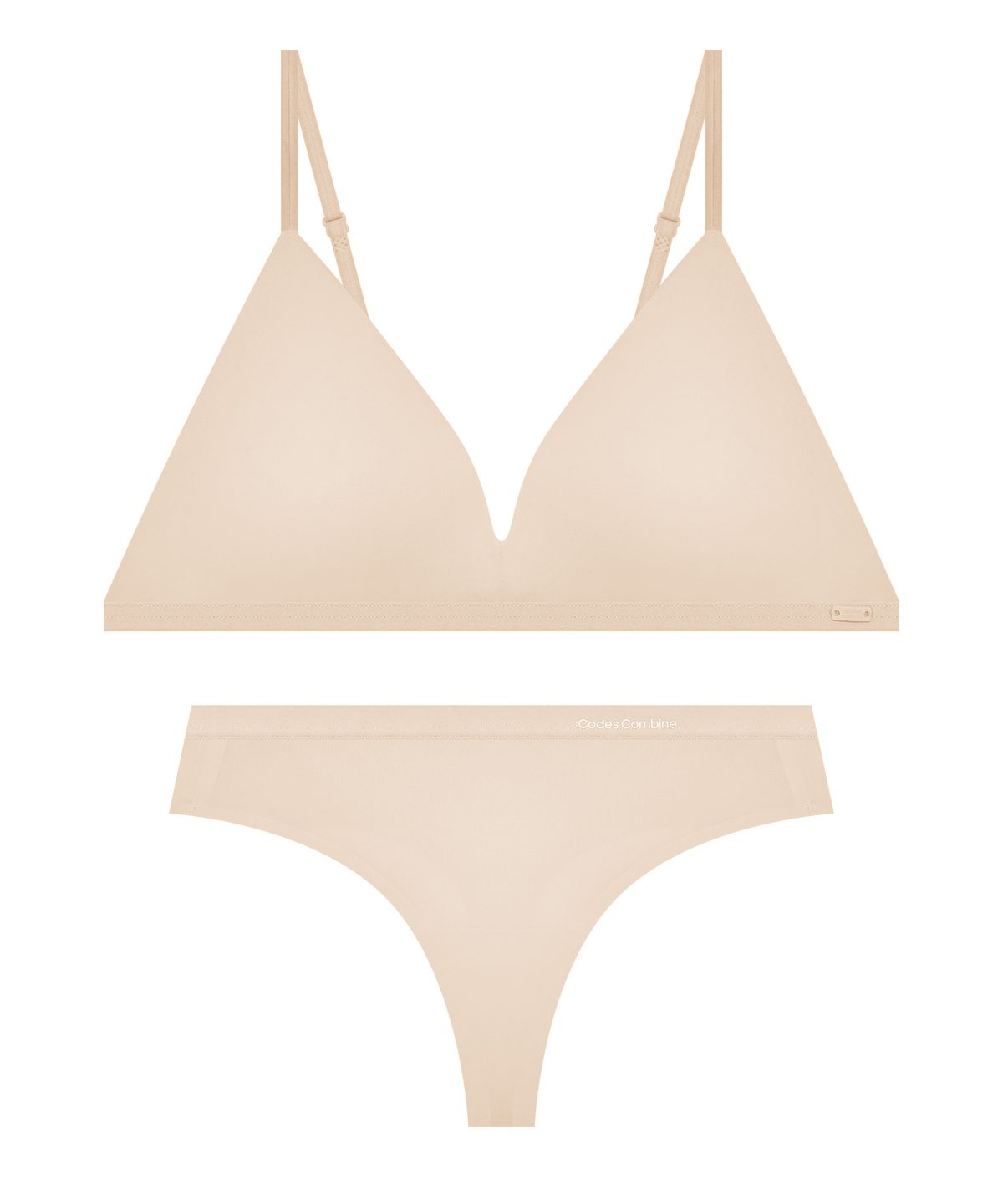 코데즈컴바인 이너웨어(CODES COMBINE INNERWEAR) 미니멀 백리스 브라렛 티팬티 세트_스킨