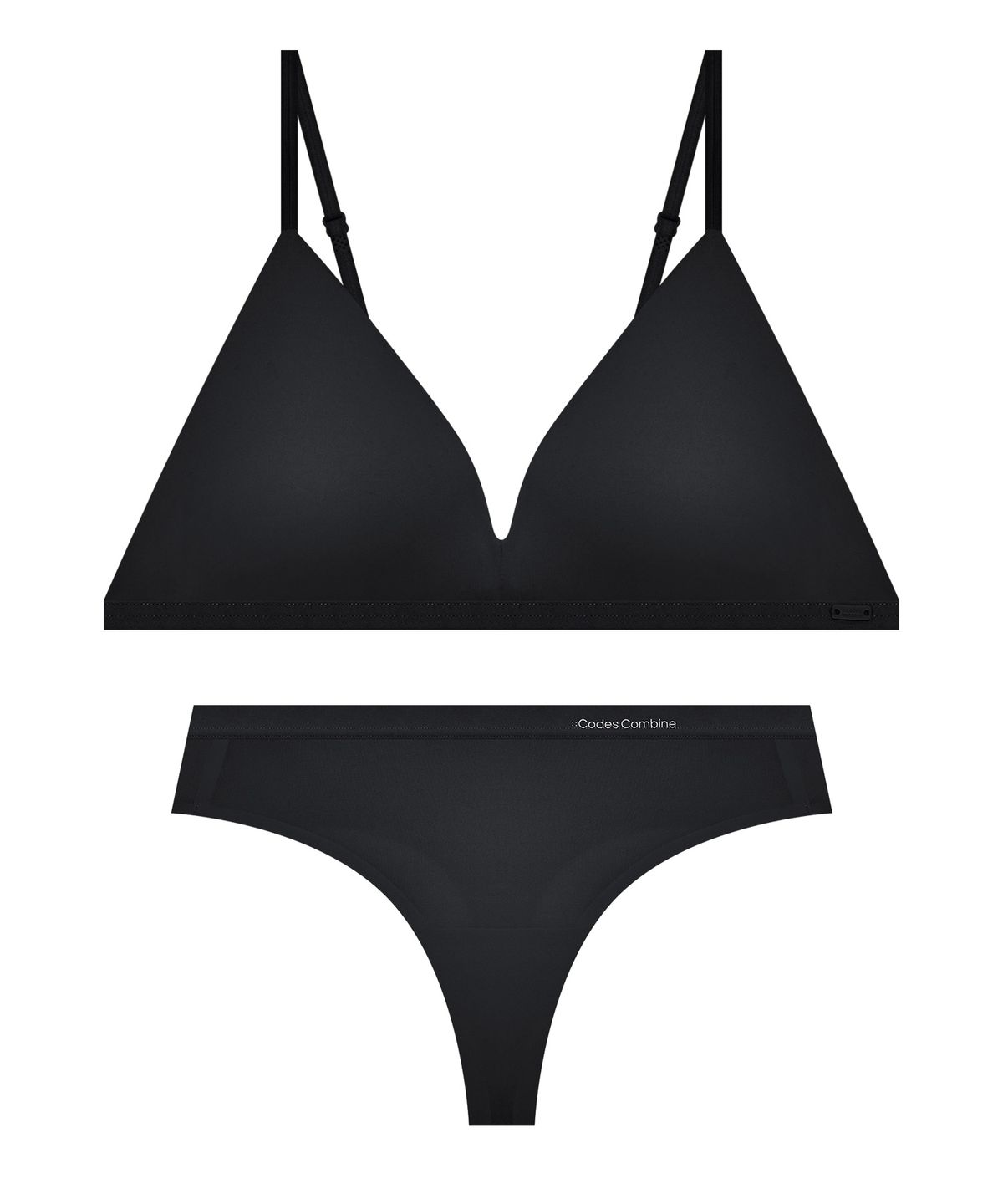코데즈컴바인 이너웨어(CODES COMBINE INNERWEAR) 미니멀 백리스 브라렛 티팬티 세트_블랙