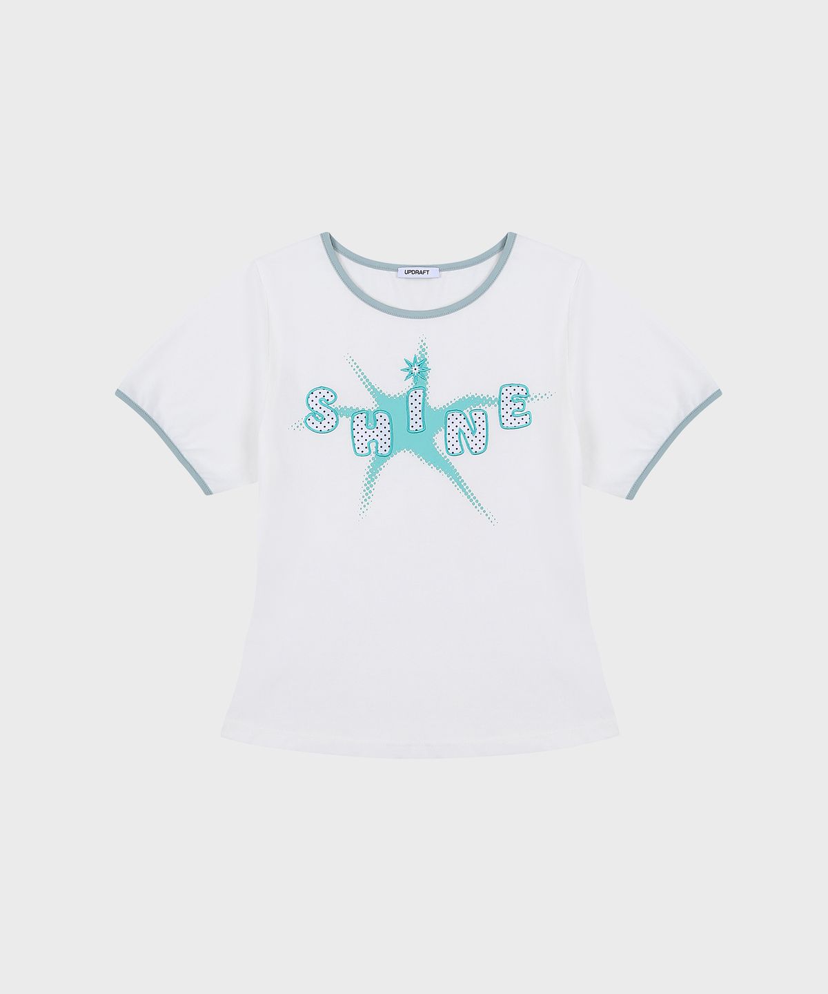 업드래프트(UPDRAFT) APPLIQUE RINGER SLIM T-SHIRTS [WHITE]
