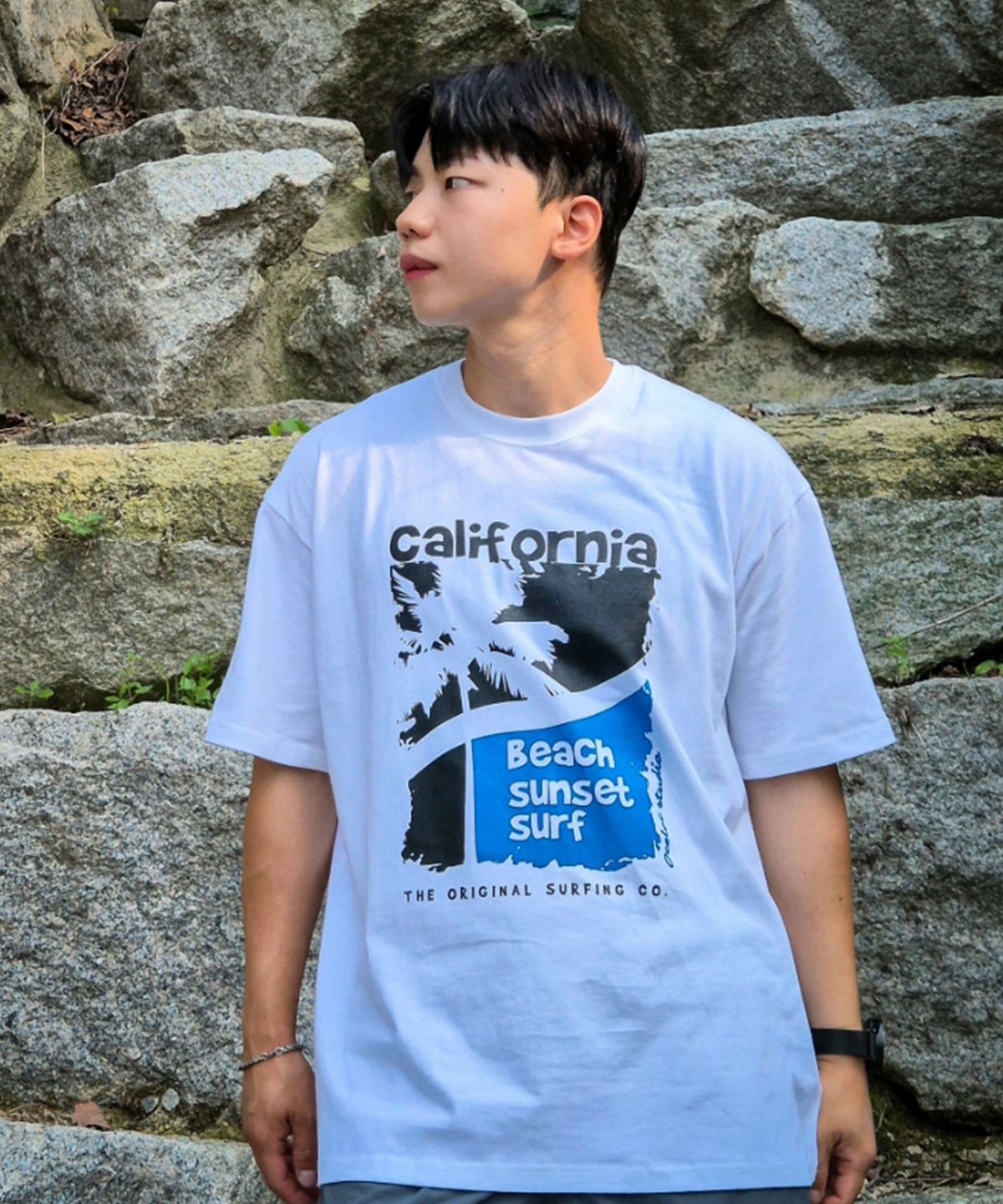 오실롯(OCELOT) C95 비치선셋서프 오버핏 반팔 티셔츠_화이트