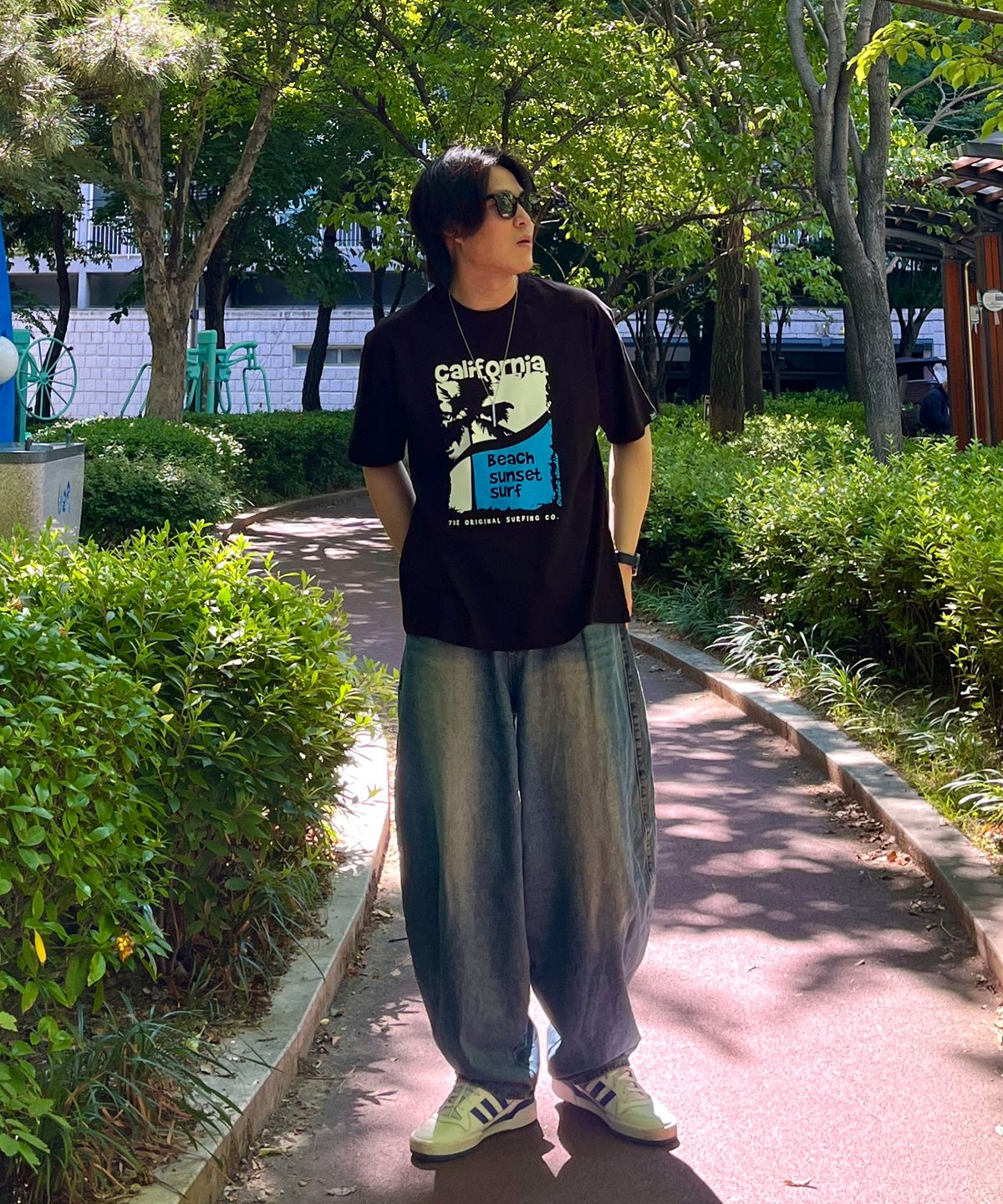 오실롯(OCELOT) C95 비치선셋서프 오버핏 반팔 티셔츠_블랙