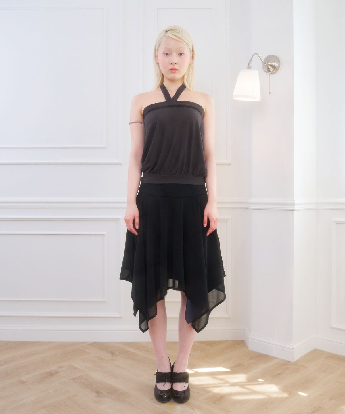 벨리아르(BELLIALEU) IRIS LOW RISE MIDI SKIRT BLACK