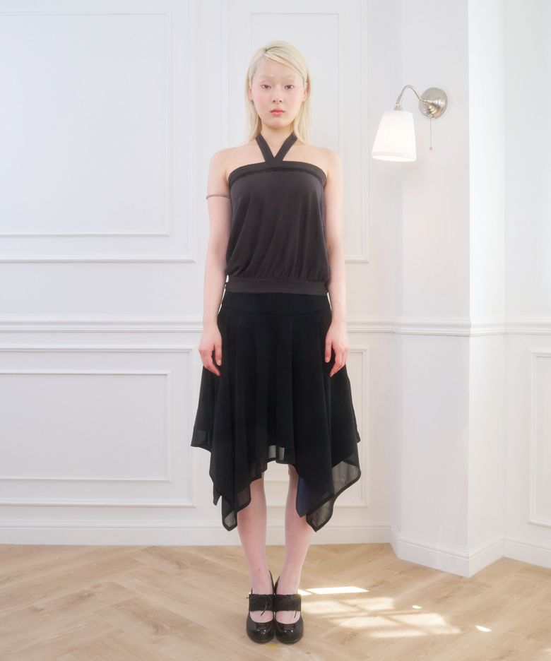 IRIS LOW RISE MIDI SKIRT BLACK